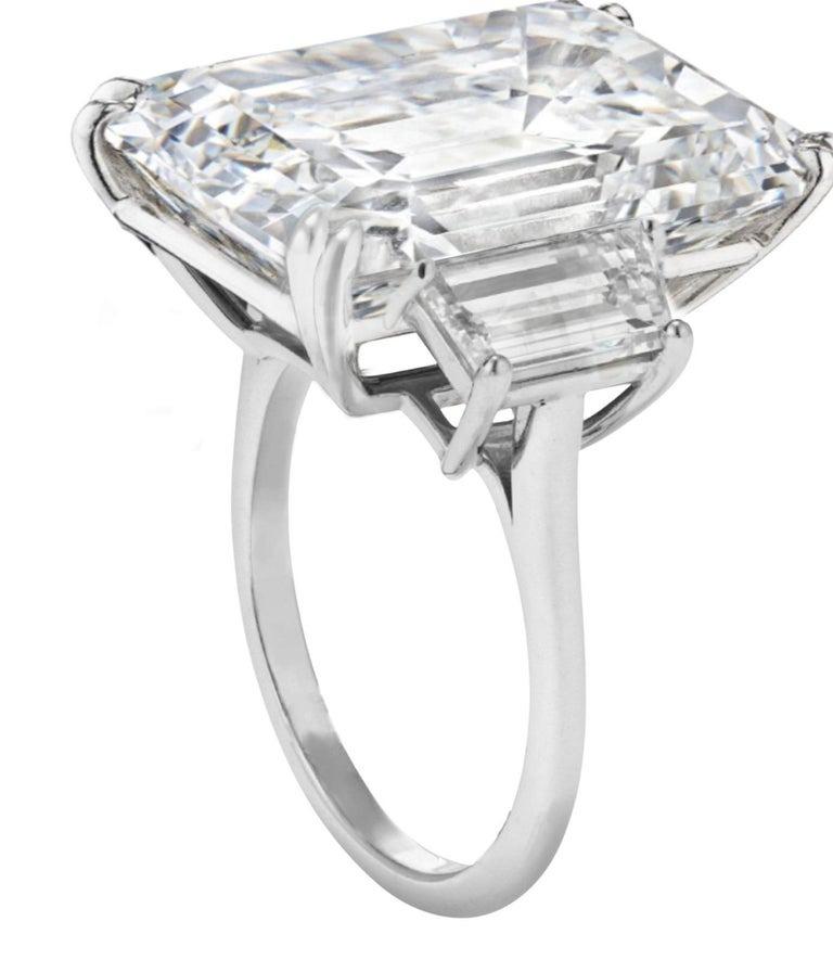EXCEPTIONAL GIA Certified 7.40 Carat Emerald Cut Diamond Ring FLAWLESS E COLOR In New Condition For Sale In Chicago, IL