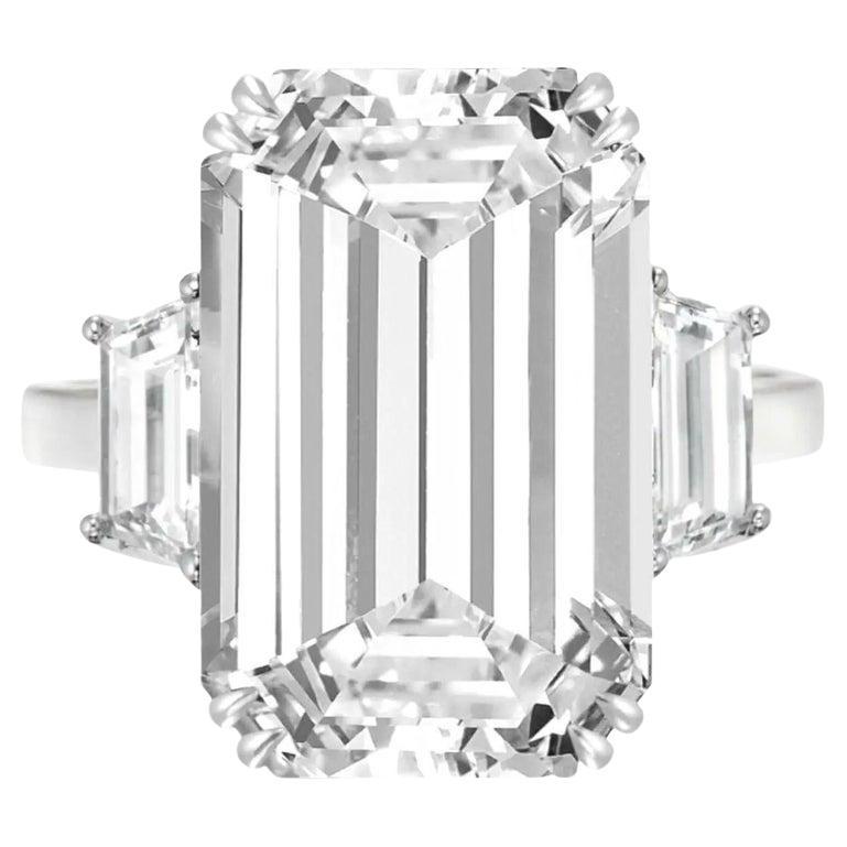 EXCEPTIONAL GIA Certified 7.40 Carat Emerald Cut Diamond Ring FLAWLESS E COLOR