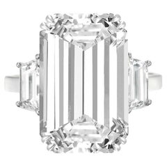 EXCEPTIONAL GIA Certified 7.40 Carat Emerald Cut Diamond Ring FLAWLESS E COLOR