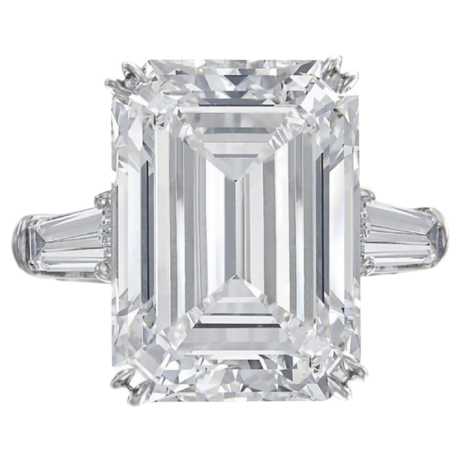 Cartier Emerald Cut Diamond Ring 4 12ct E VVS2 With Baguettes 7 08 Tcw Cartier Emerald Cut Diamond Ring 4 12ct E VVS2 With Baguettes 7 08 Tcw