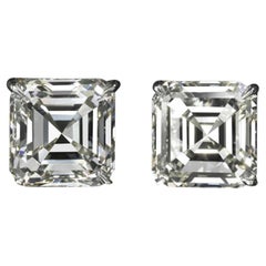 Exceptionnels clous de diamants taille Asscher de 8,04 carats certifiés GIA