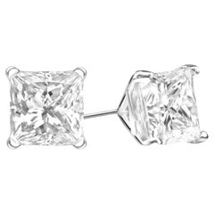 GIA-zertifizierter 8.02 Karat  Diamant-Ohrstecker mit Prinzessinnenschliff aus Platin