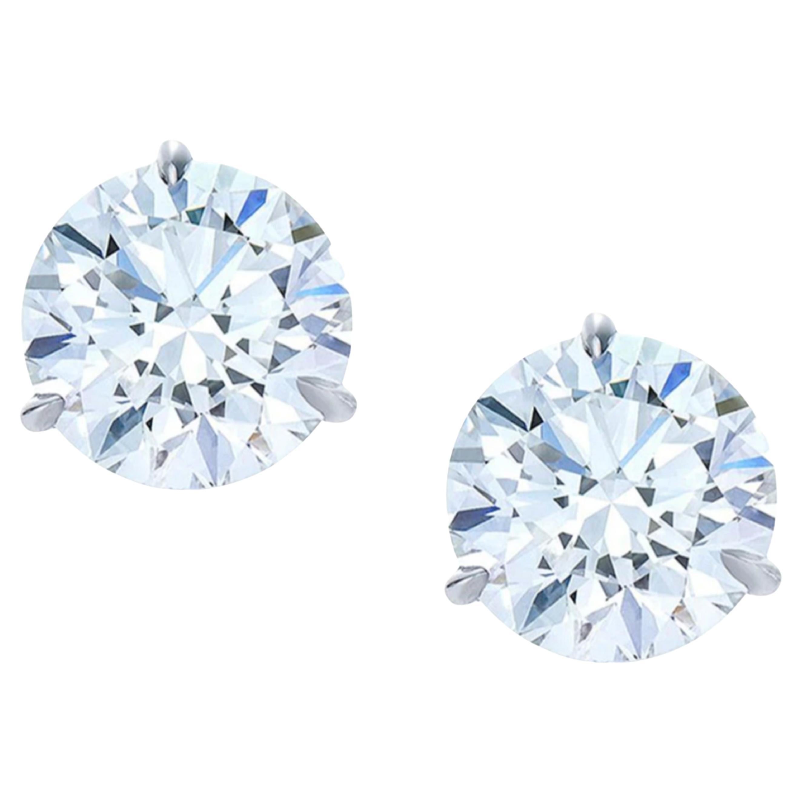 Exceptionnelles boucles d'oreilles en platine certifiées GIA et composées de diamants ronds de 8 carats à taille brillante