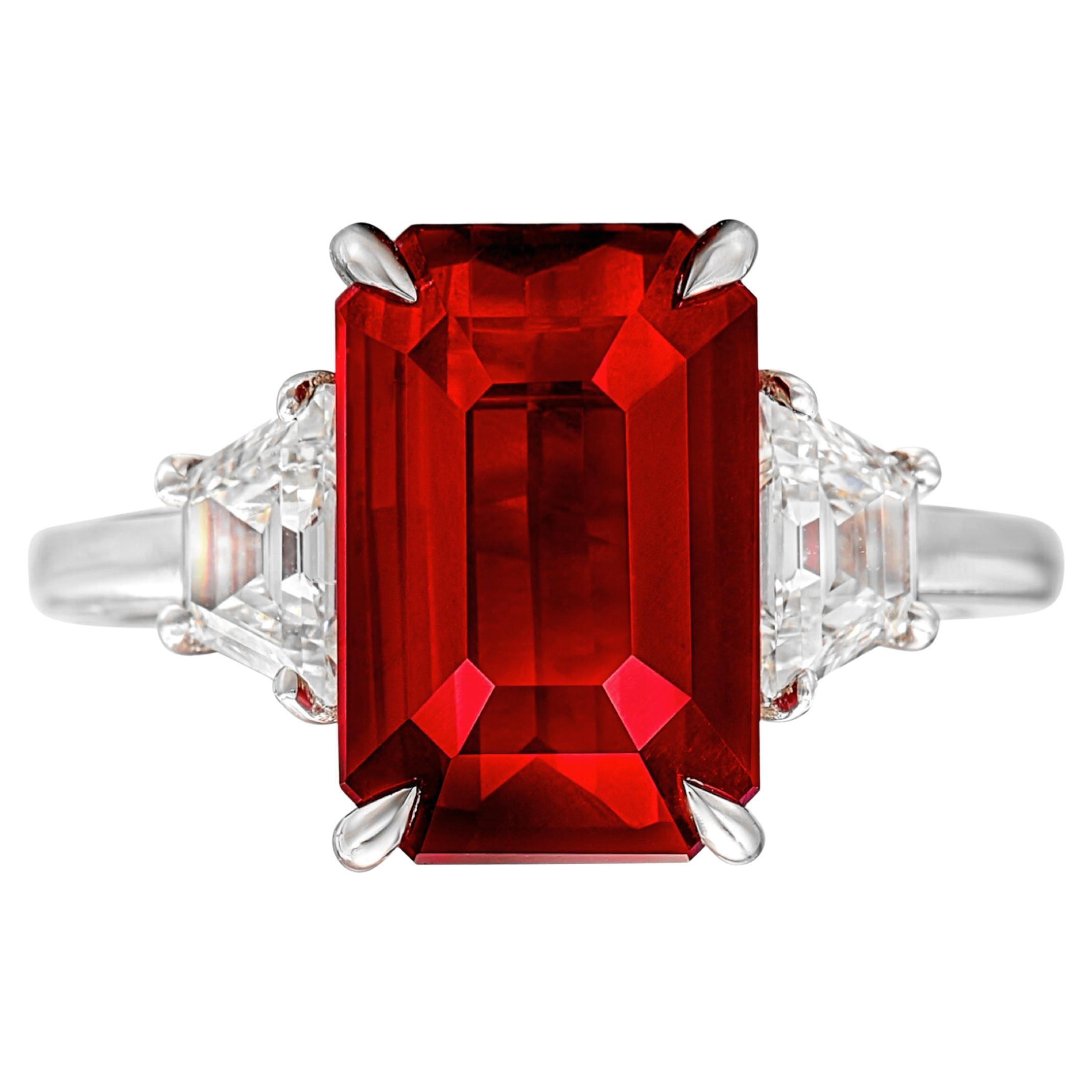 EXCEPTIONAL GIA GRS Certified Peagon's Blood 5 Carat Unheated Ruby Ring