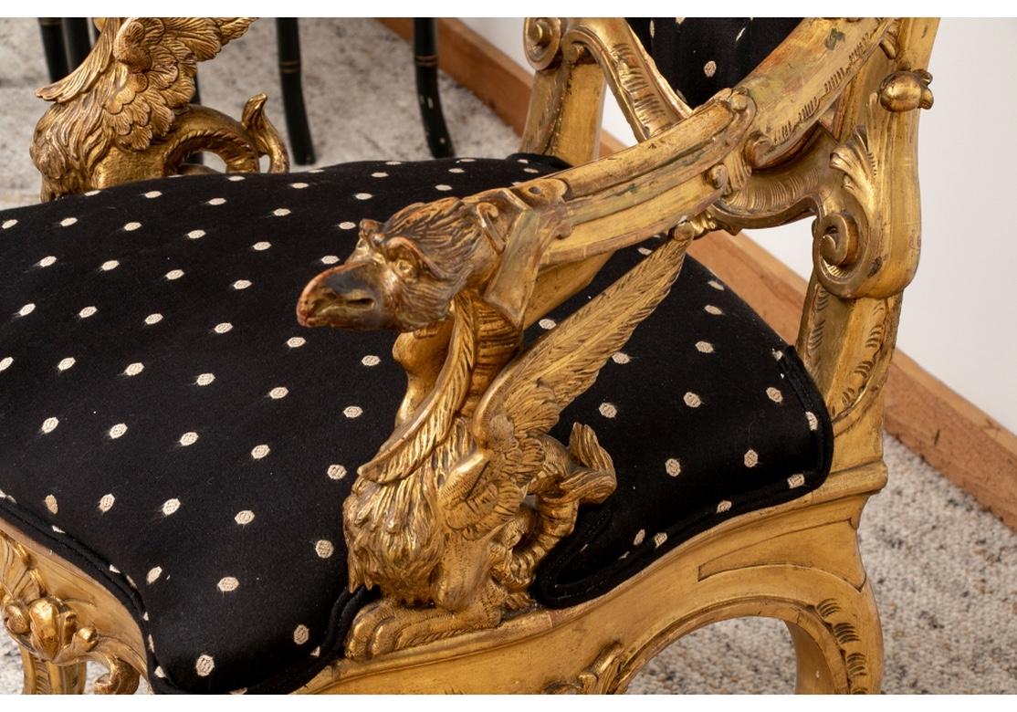 Rococo Exceptional Gilded Ornate Salon Armchair For Sale