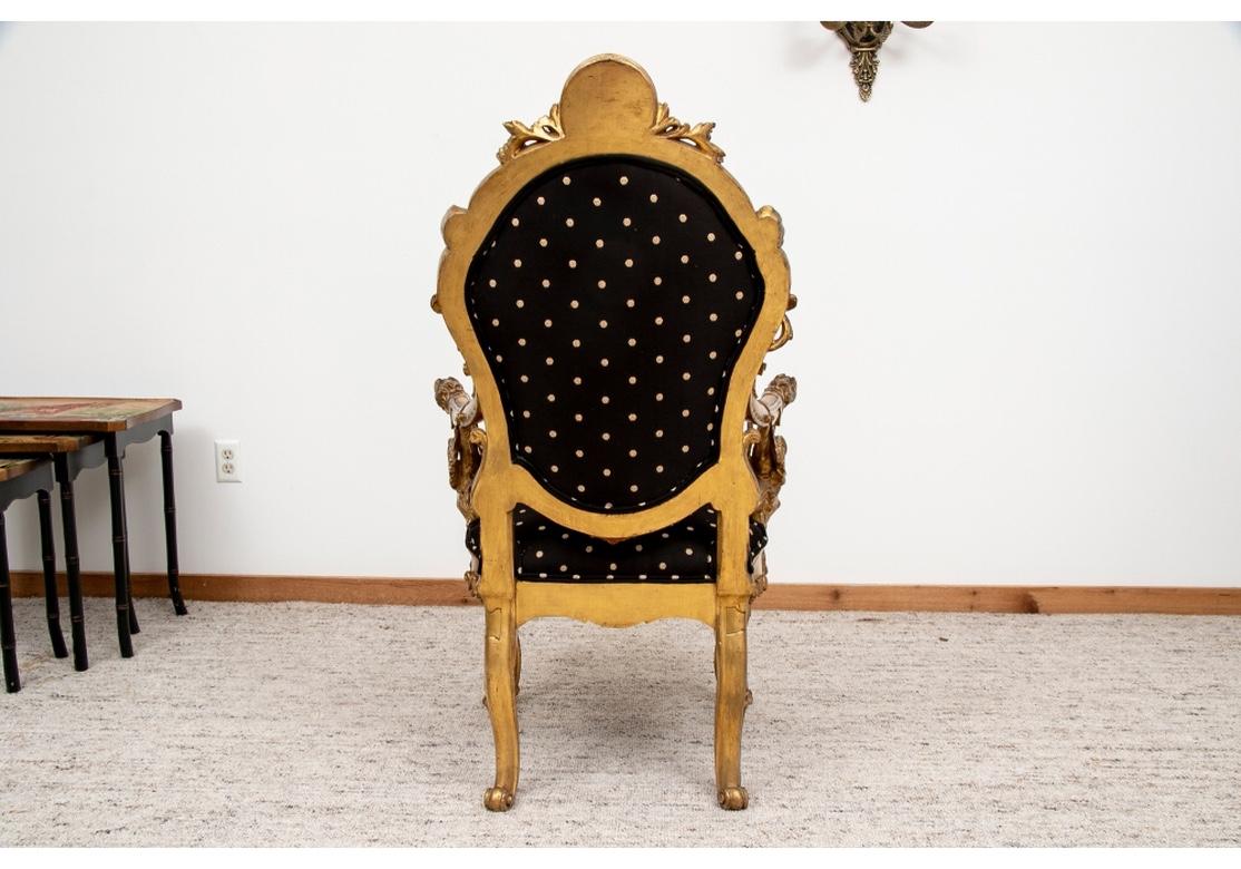 Italian Exceptional Gilded Ornate Salon Armchair For Sale