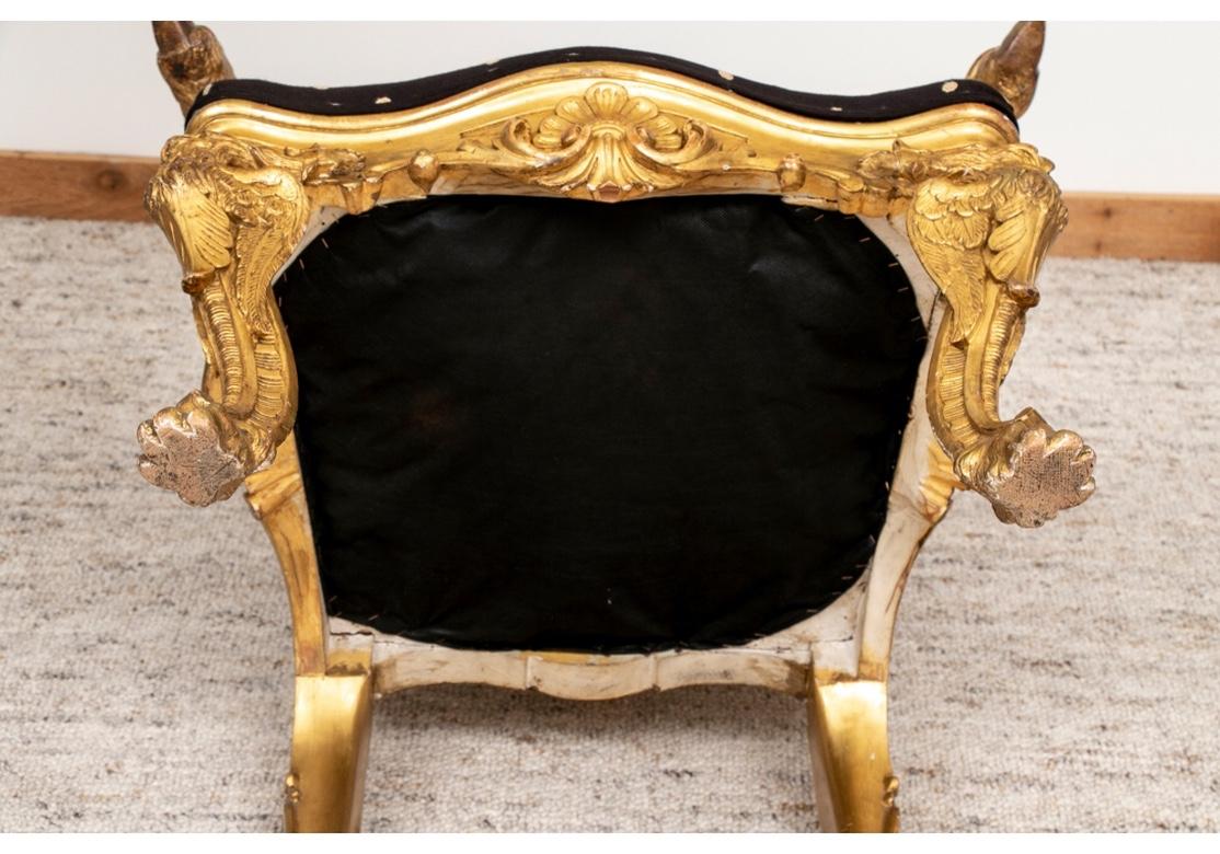 Exceptional Gilded Ornate Salon Armchair In Good Condition For Sale In Bridgeport, CT
