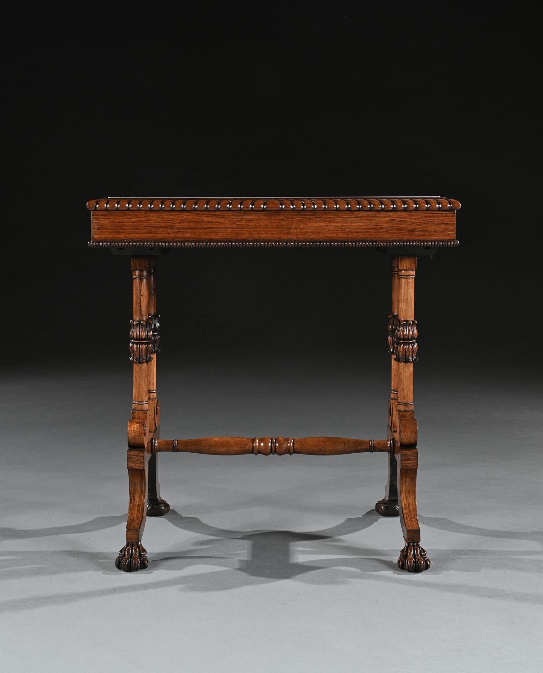 An Exceptional Example of a Rosewood Veneered ‘table’ Jardiniere, Attributed to Gillows. 

English circa1825

The open tray top with lead liner. The tray section of rectangular shape  with two beaded mouldings to top and bottom, the lower and