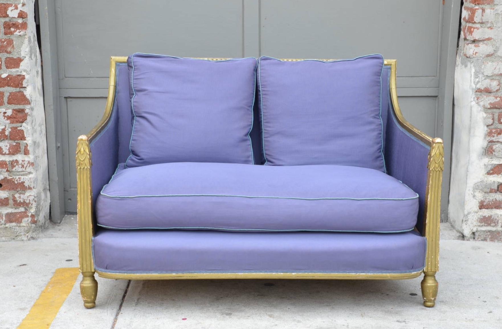 Exceptional Gilt Art Deco Settee by Paul Follot (Paris 1877 -
Sainte-Maxime 1941). Unusual ornamentation. Original condition. Could be reupholstered with C. O. M.

The French crafts designer and decorator Paul Follot is an Art déco