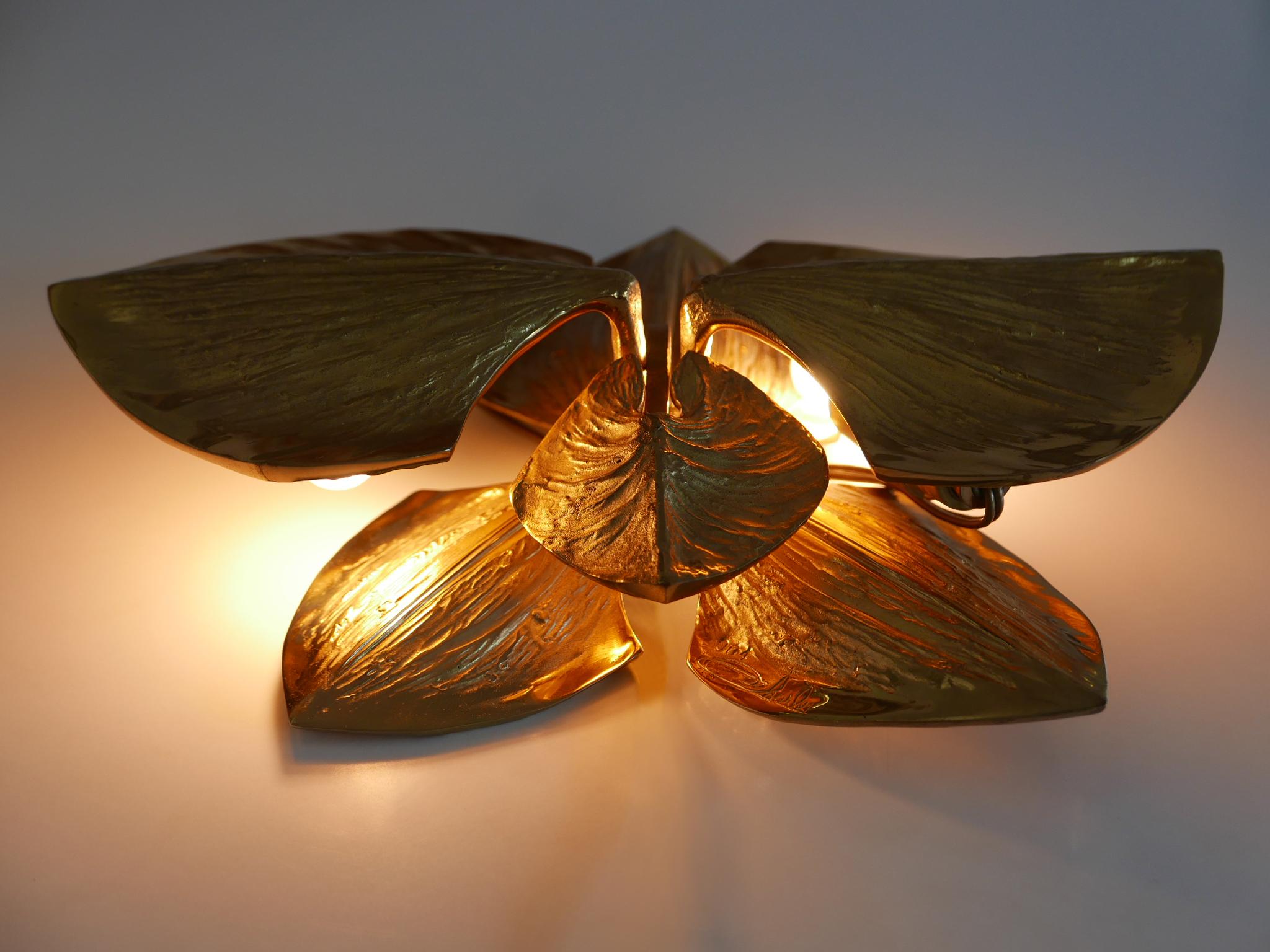 Exceptional Gilt Bronze Sconce Orchid by Chrystiane Charles for Charles Paris For Sale 4