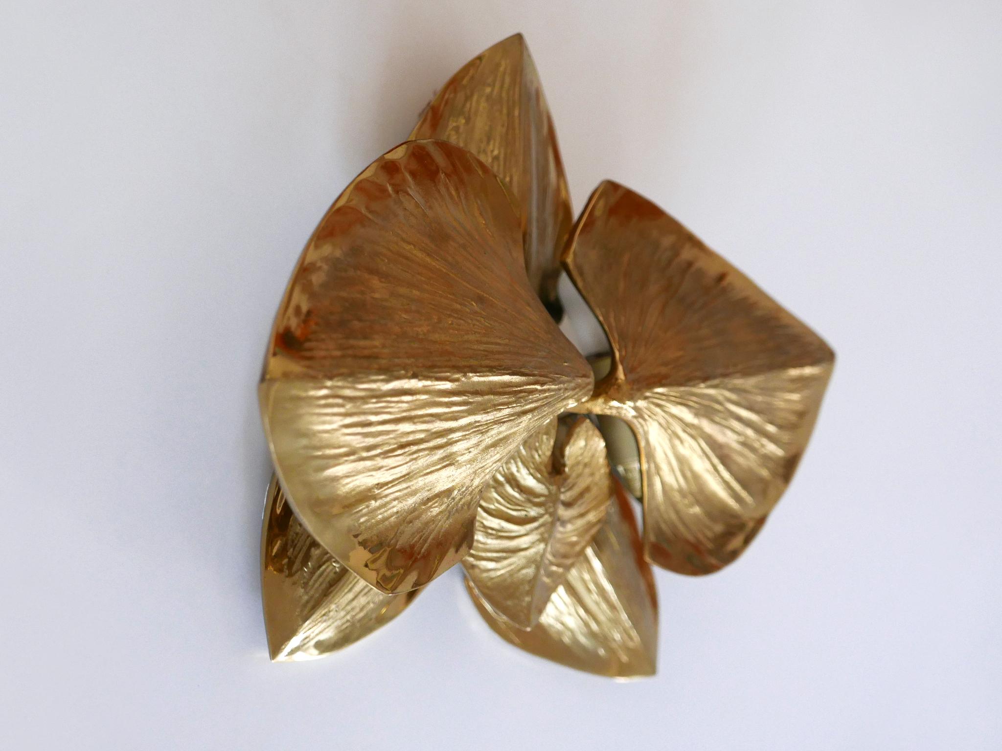 Exceptional Gilt Bronze Sconce Orchid by Chrystiane Charles for Charles Paris For Sale 7