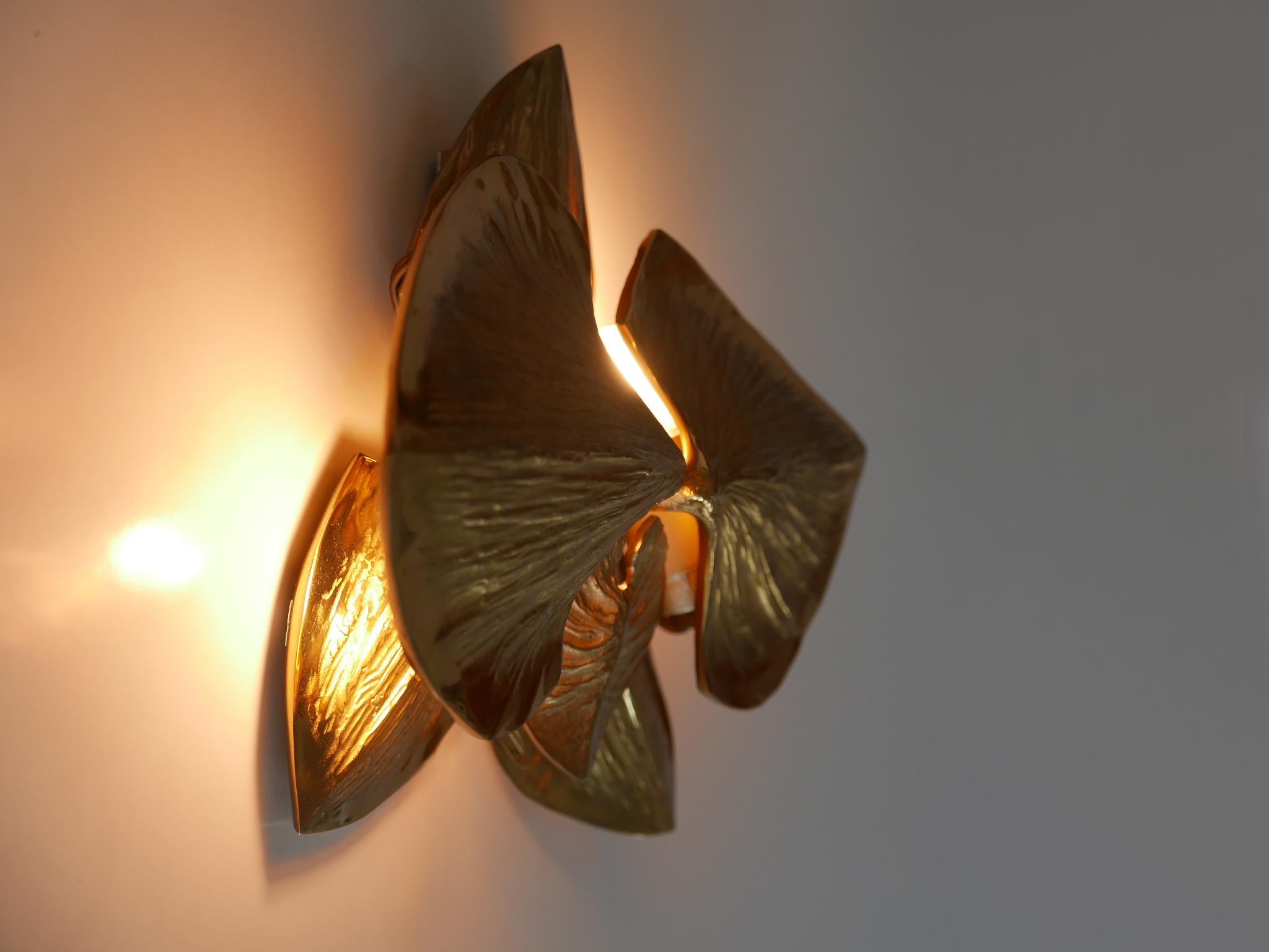 Exceptional Gilt Bronze Sconce Orchid by Chrystiane Charles for Charles Paris For Sale 9