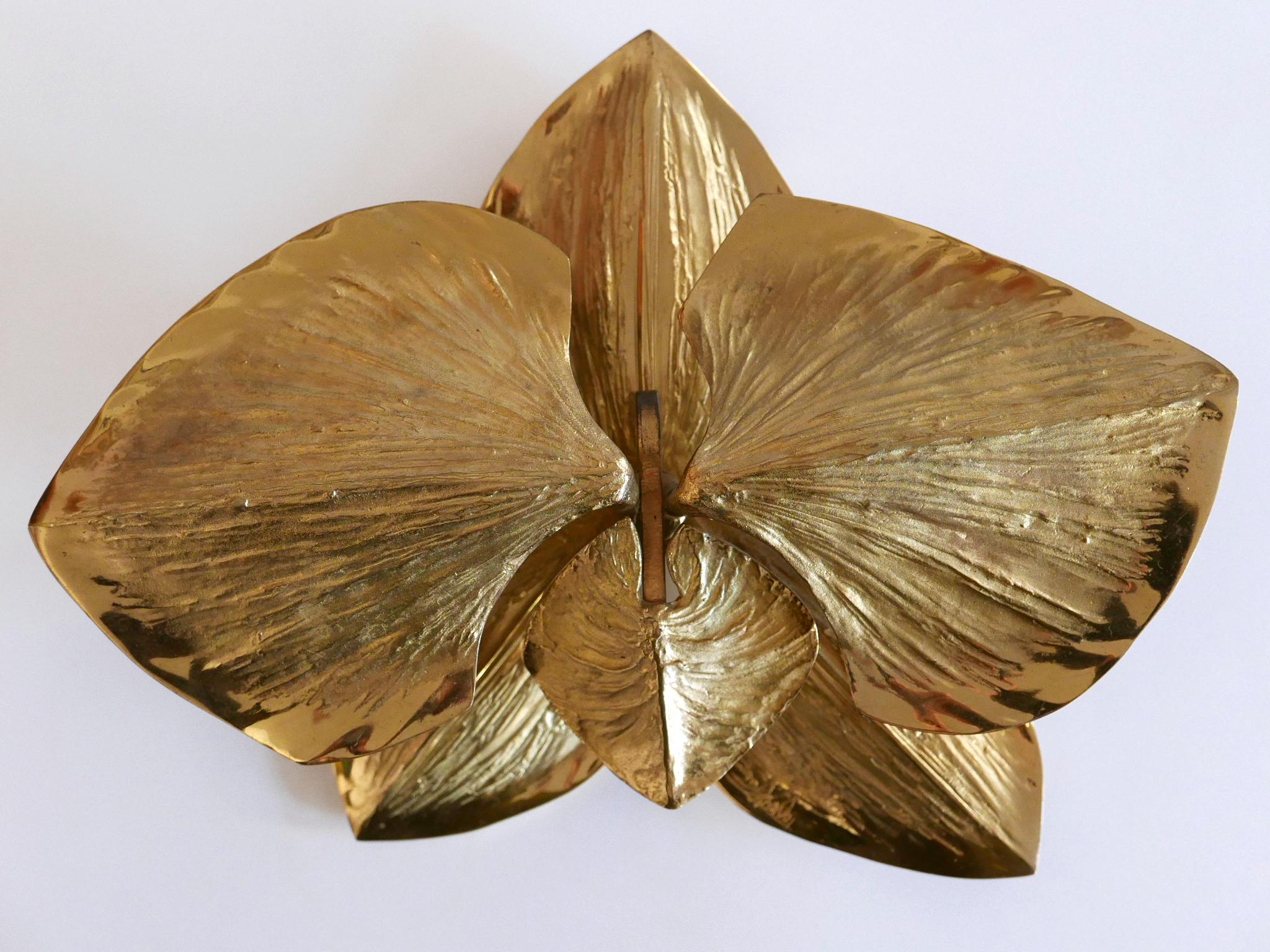 Exceptional Gilt Bronze Sconce Orchid by Chrystiane Charles for Charles Paris For Sale 10