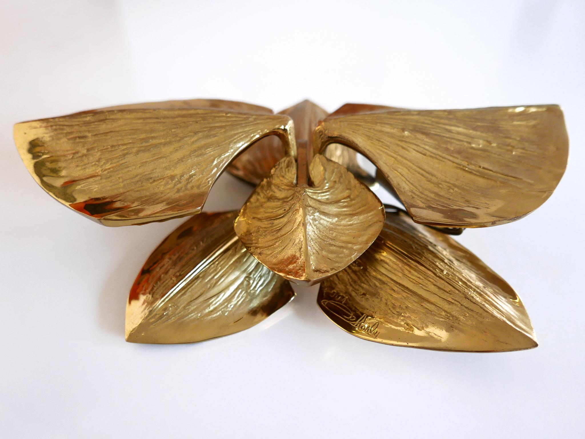 Exceptional Gilt Bronze Sconce Orchid by Chrystiane Charles for Charles Paris For Sale 12
