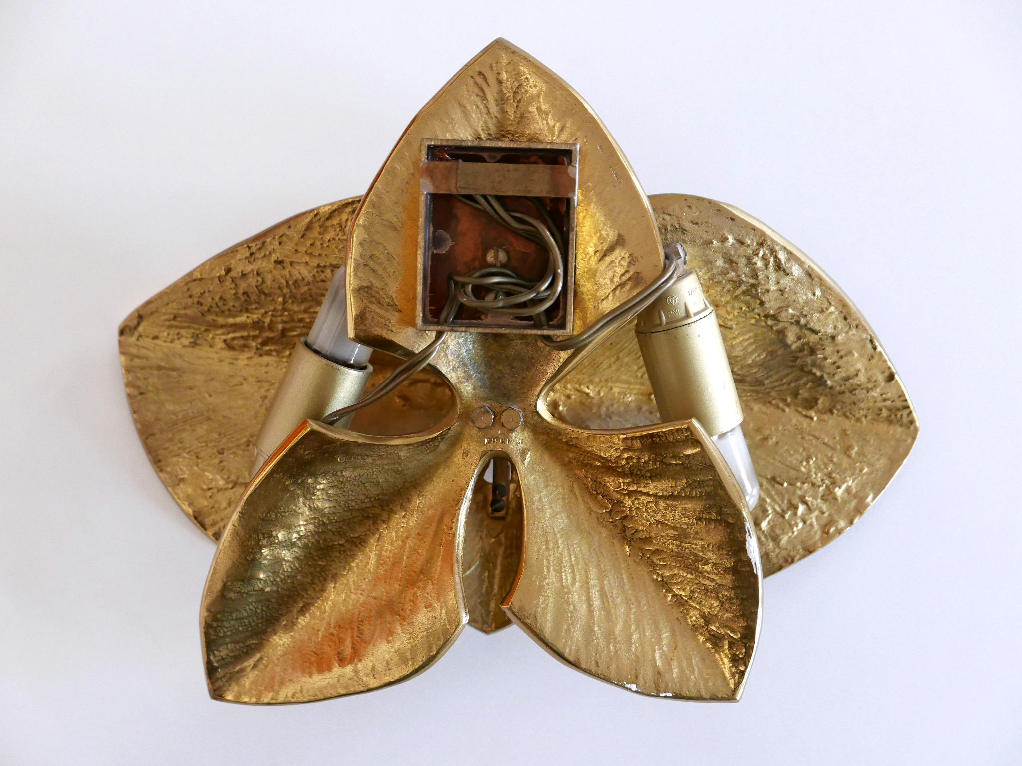 Exceptional Gilt Bronze Sconce Orchid by Chrystiane Charles for Charles Paris For Sale 14