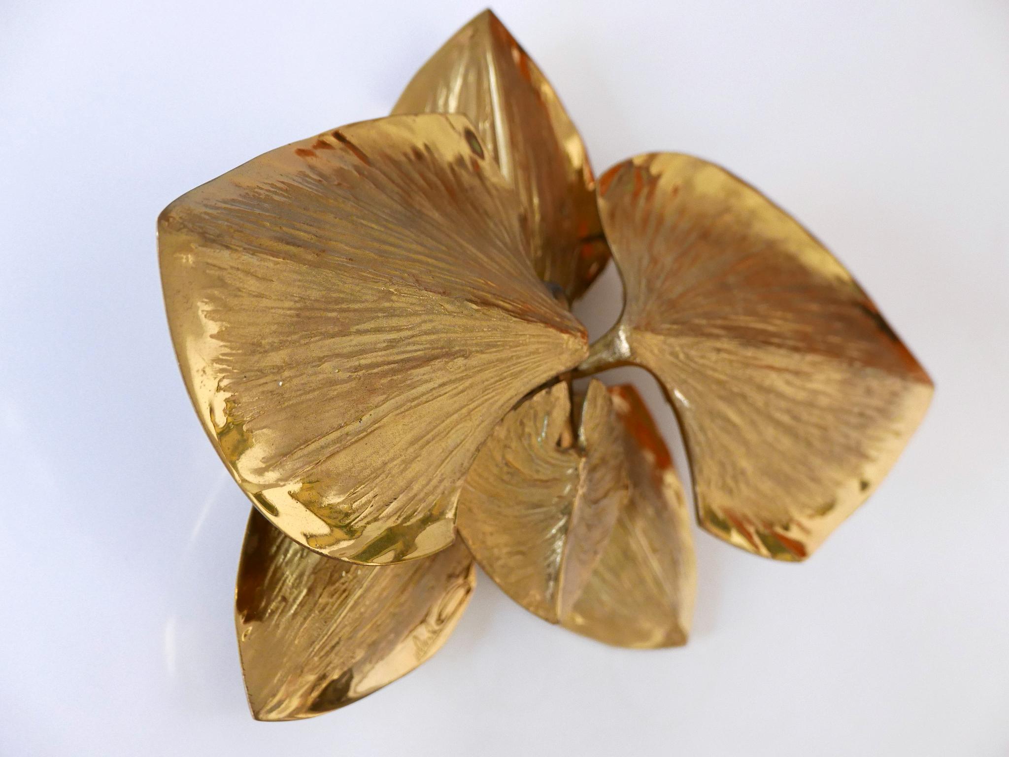 French Exceptional Gilt Bronze Sconce Orchid by Chrystiane Charles for Charles Paris For Sale