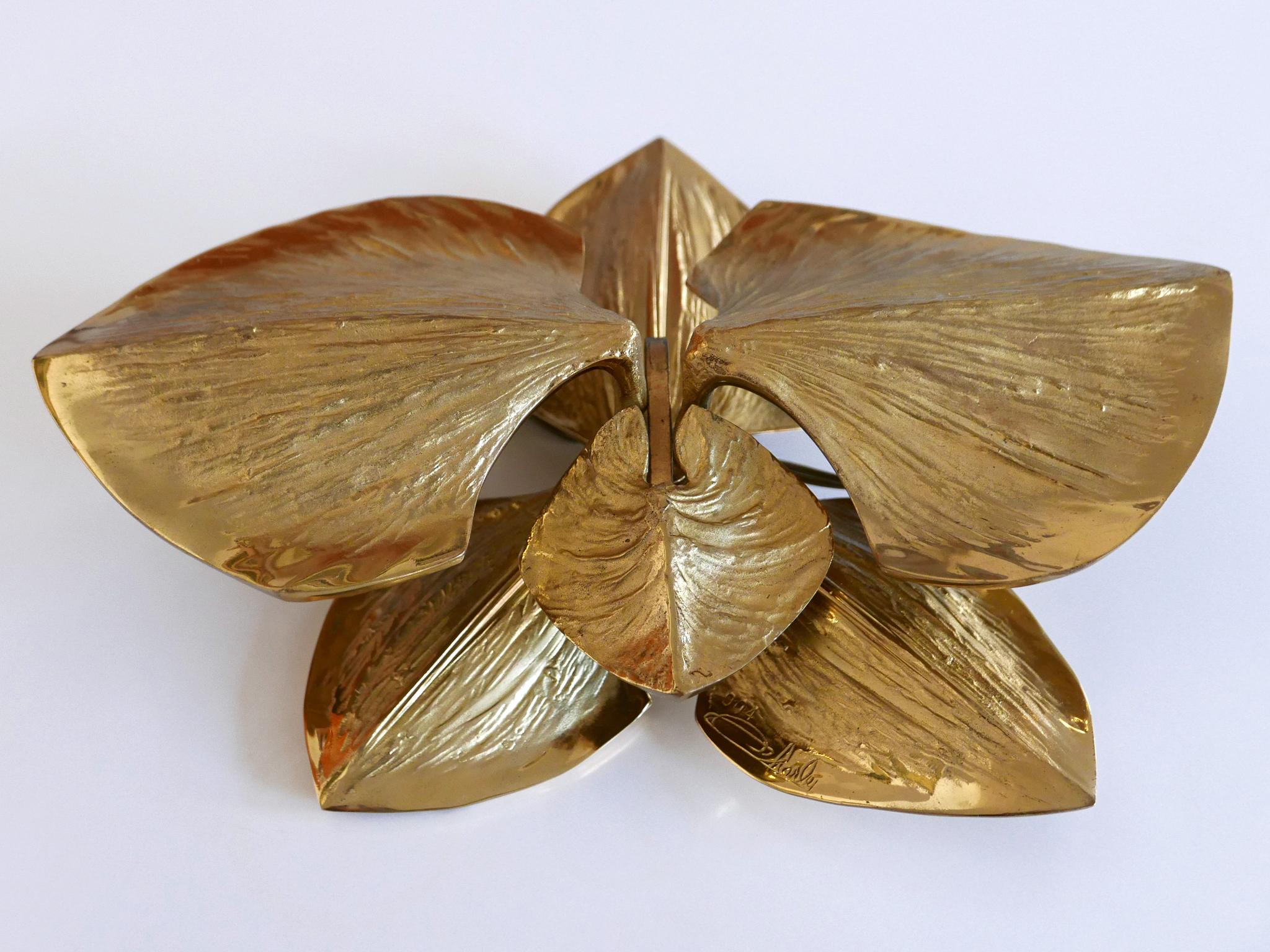Exceptional Gilt Bronze Sconce Orchid by Chrystiane Charles for Charles Paris For Sale 1