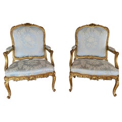 Exceptional giltwood pair of armchairs a CHASSIS louis XV style