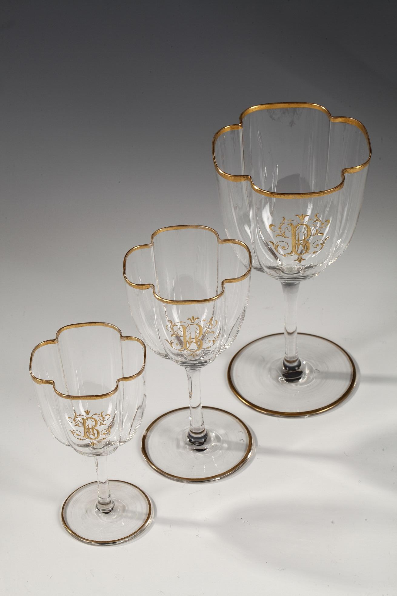 19th Century Exceptional Glasses Set Attributed to Baccarat