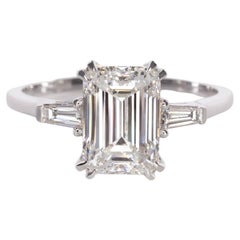 Exceptional Golconda GIA Certified 2.51 Carat Emerald Cut Diamond Platinum Ring