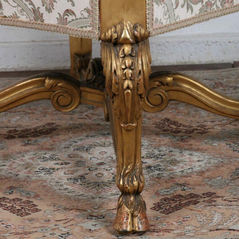 Upholstery Exceptional Gold Gilded Louis XV Stylized Guilded Armchairs For Sale