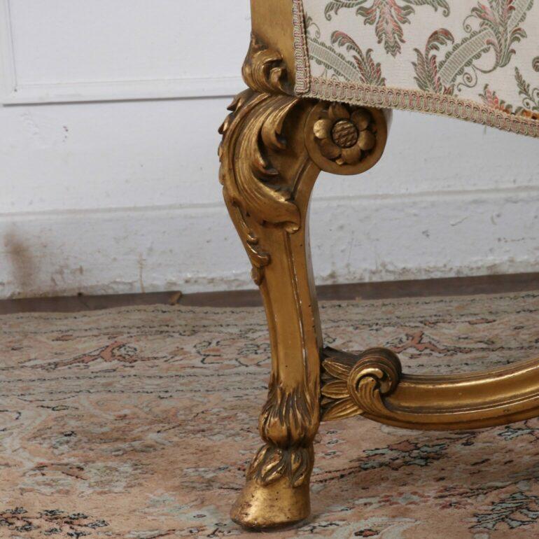 Exceptional Gold Gilded Louis XV Stylized Guilded Armchairs For Sale 1