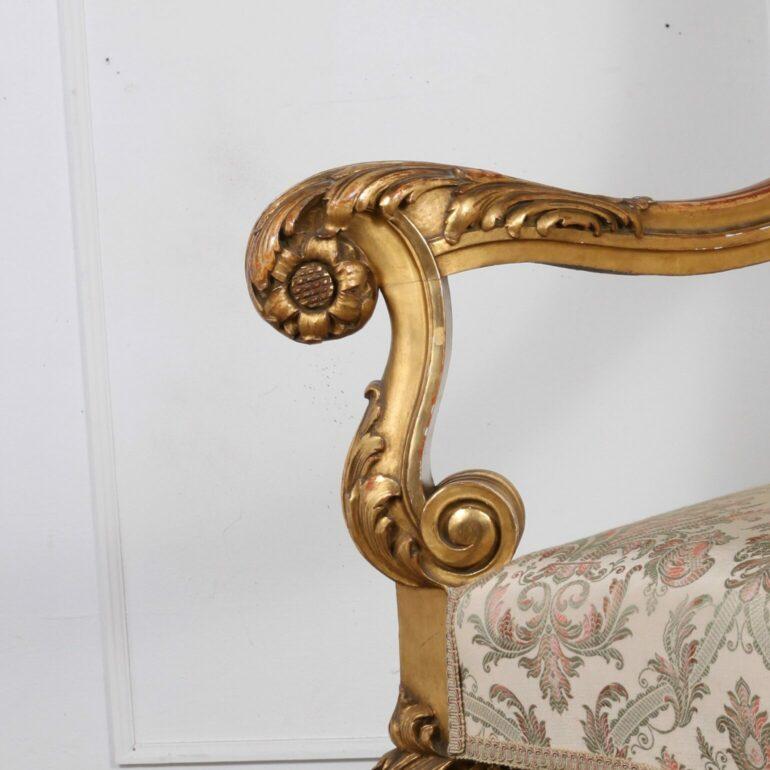 Exceptional Gold Gilded Louis XV Stylized Guilded Armchairs For Sale 2