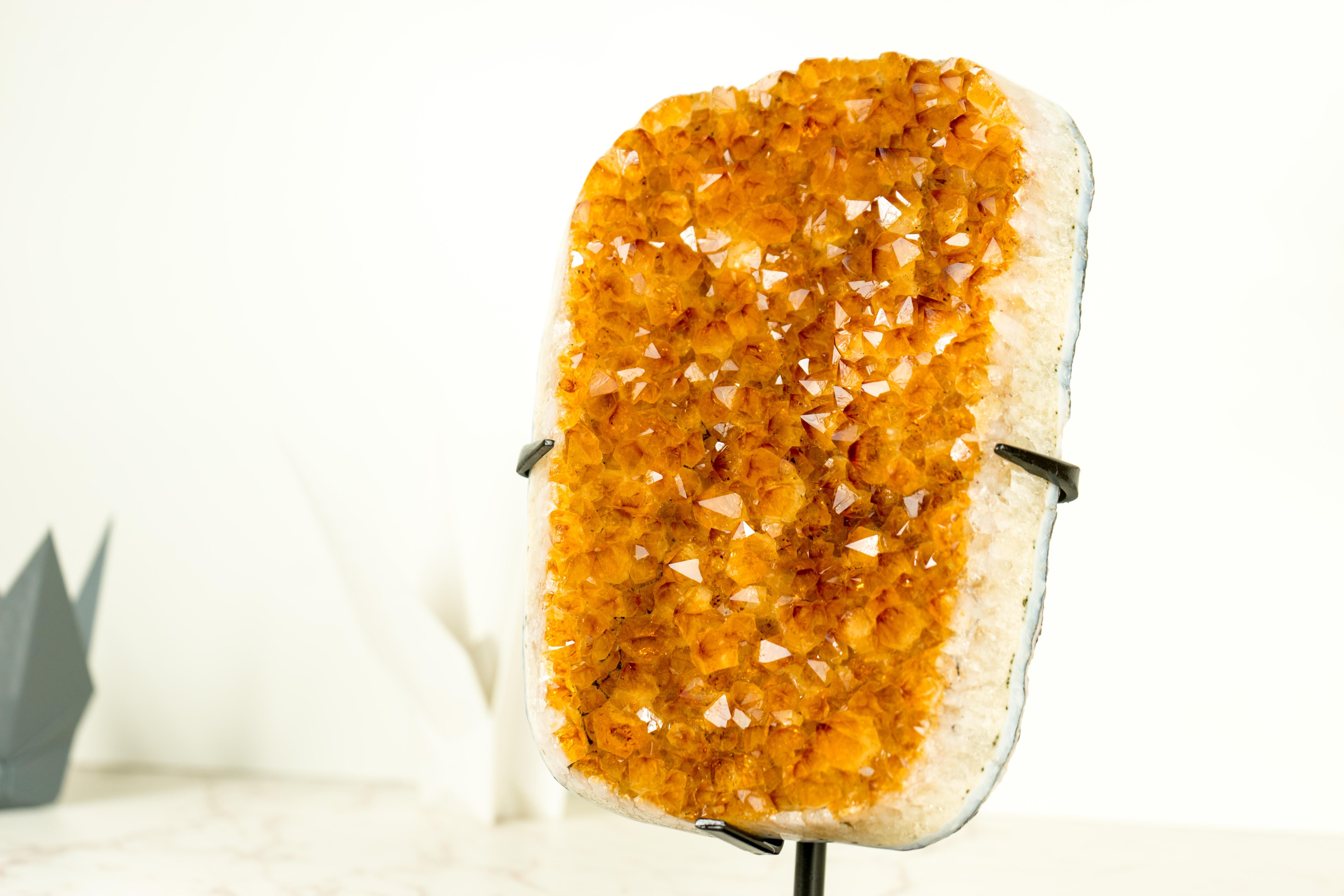 Exceptional Golden Yellow Citrine Cluster with Sparkling Druzy, Crystal Decor For Sale 4