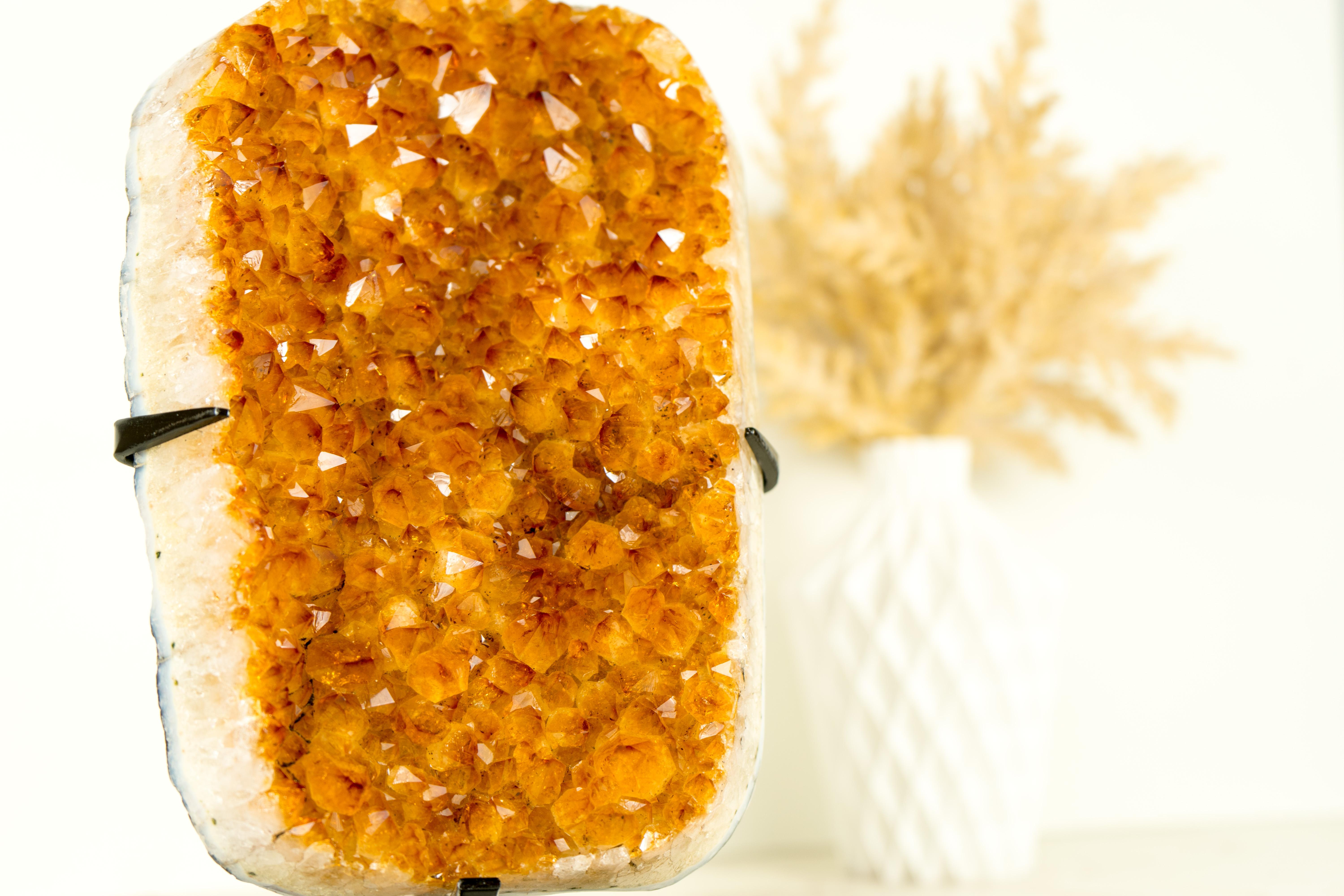 Exceptional Golden Yellow Citrine Cluster with Sparkling Druzy, Crystal Decor For Sale 5