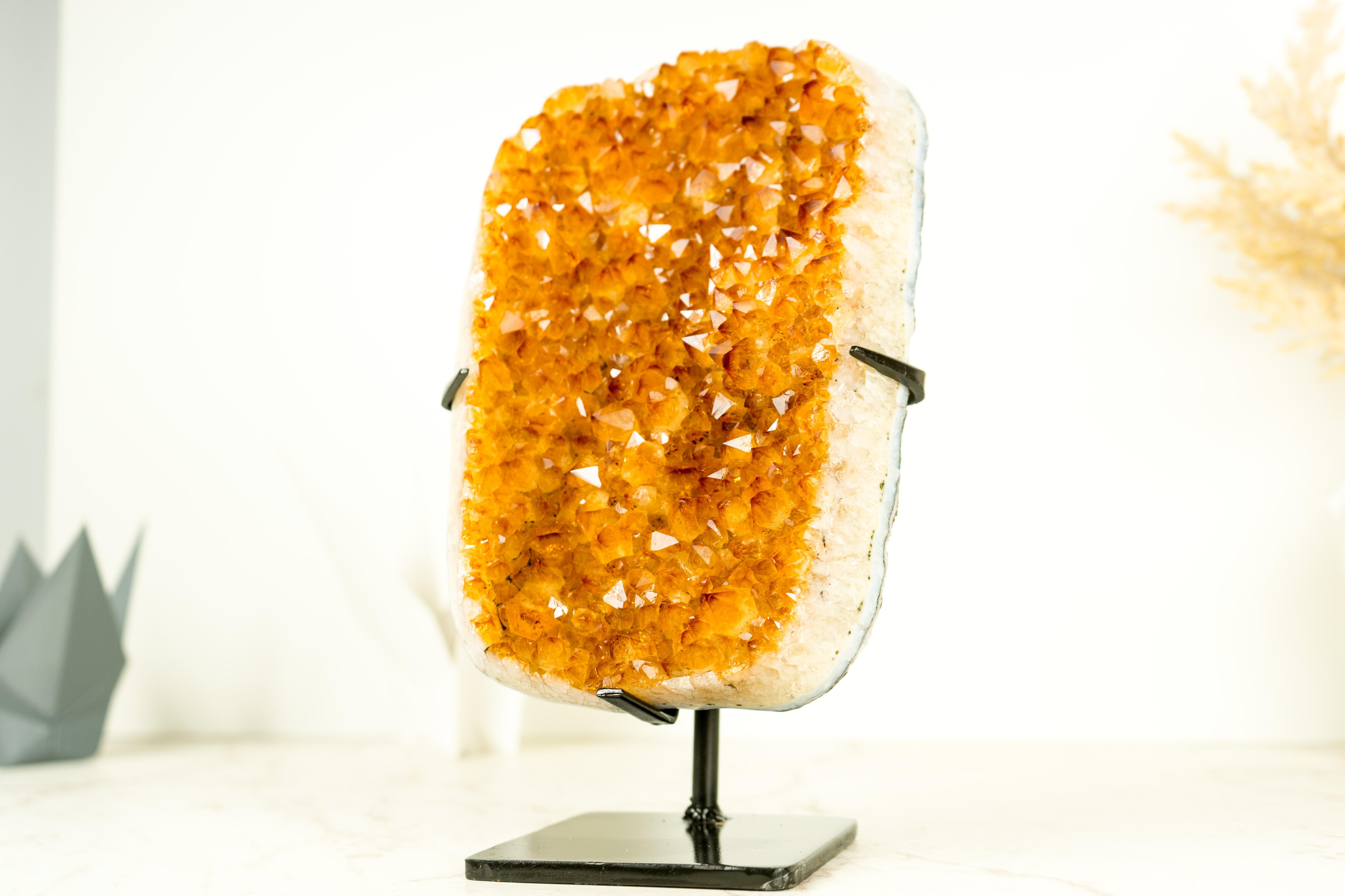 Exceptional Golden Yellow Citrine Cluster with Sparkling Druzy, Crystal Decor For Sale 7