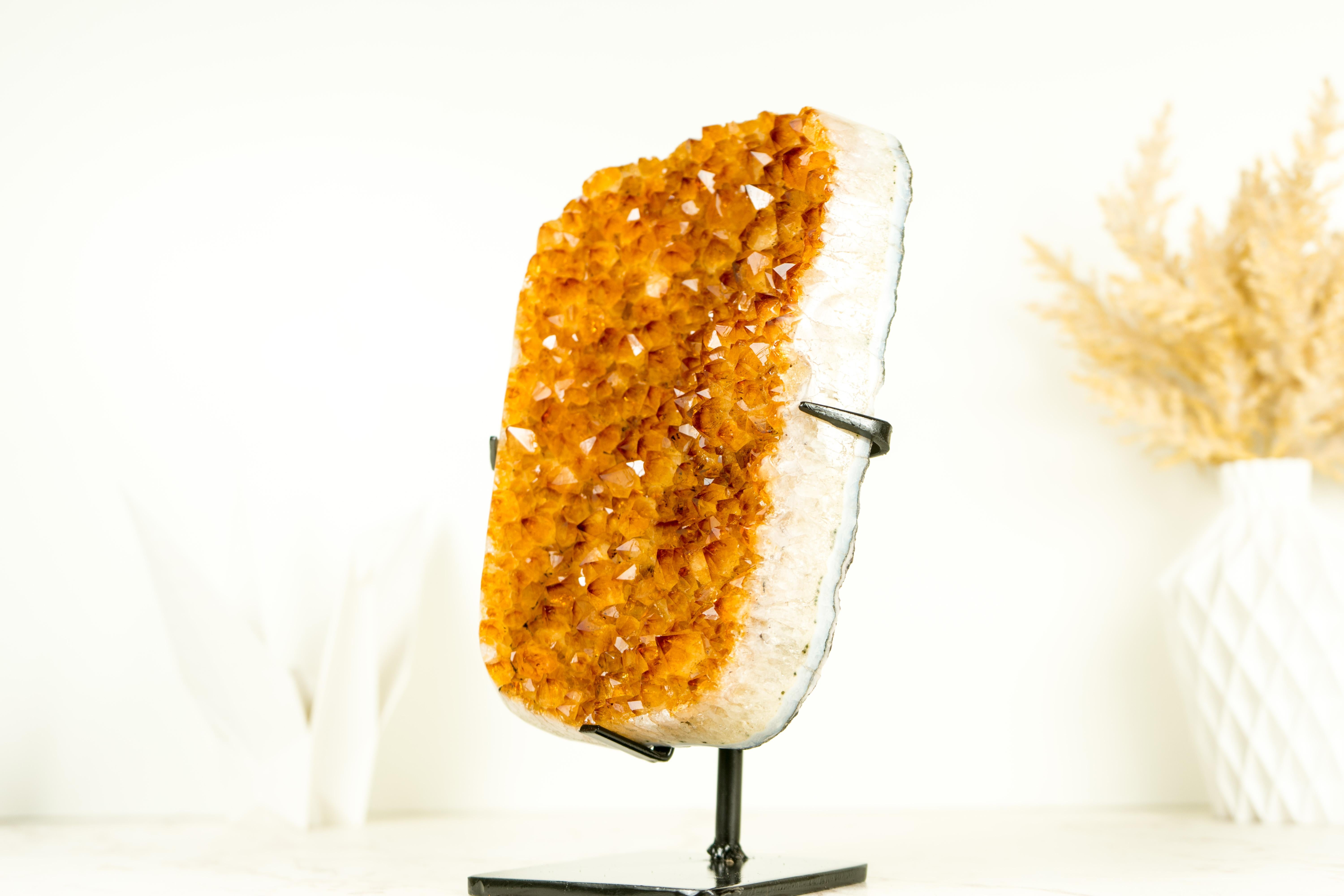 Rock Crystal Exceptional Golden Yellow Citrine Cluster with Sparkling Druzy, Crystal Decor For Sale
