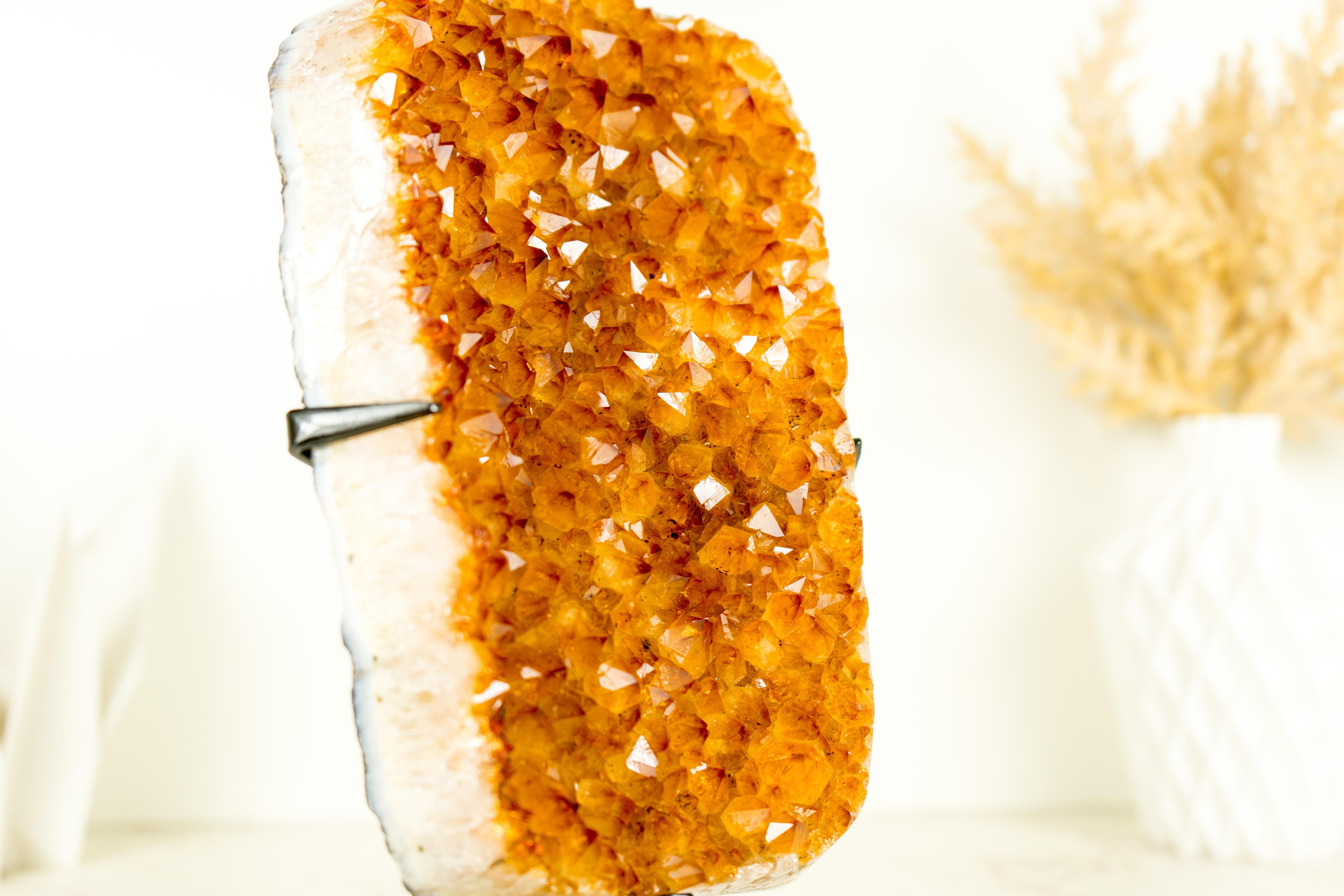 Exceptional Golden Yellow Citrine Cluster with Sparkling Druzy, Crystal Decor For Sale 1