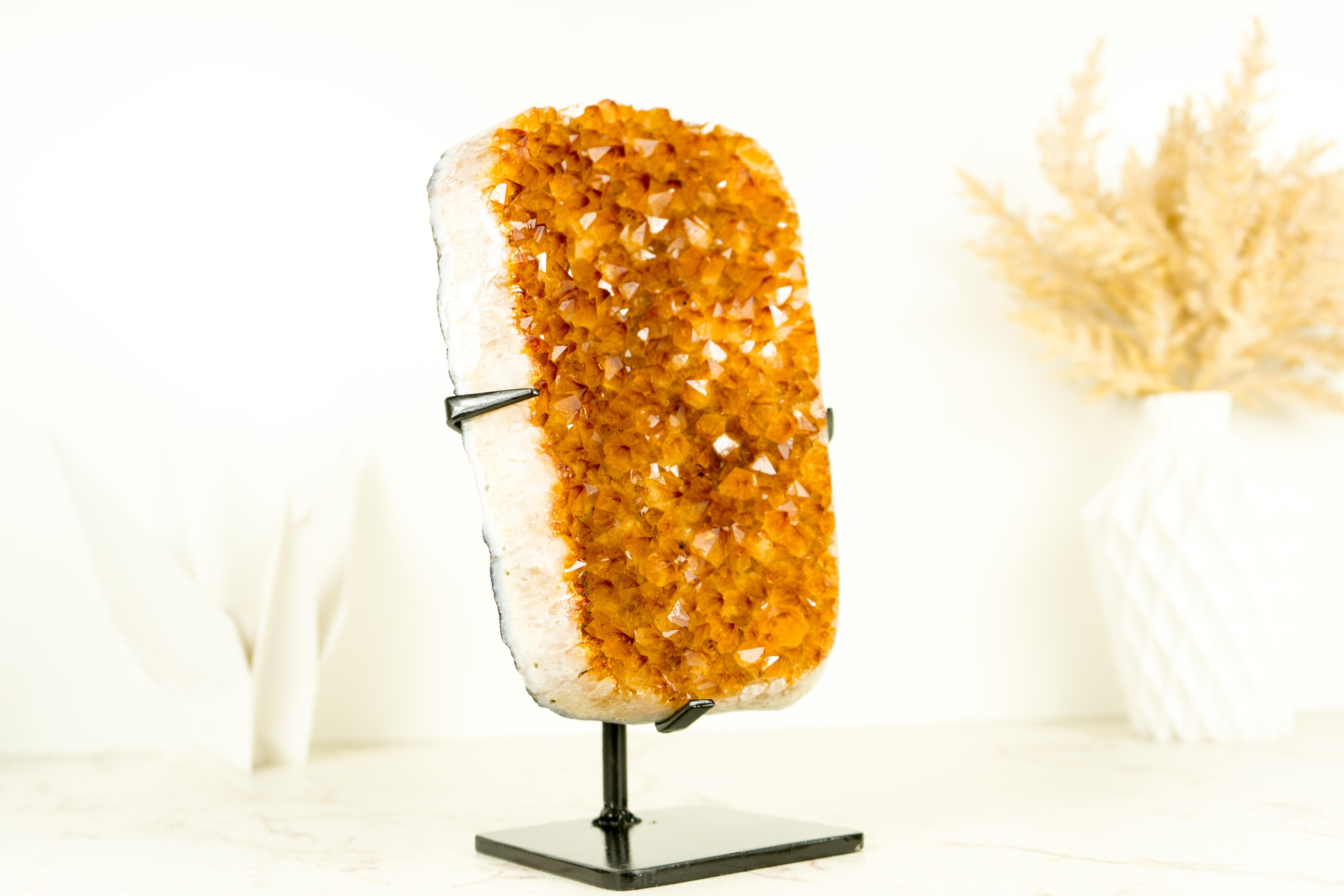 Exceptional Golden Yellow Citrine Cluster with Sparkling Druzy, Crystal Decor For Sale 2