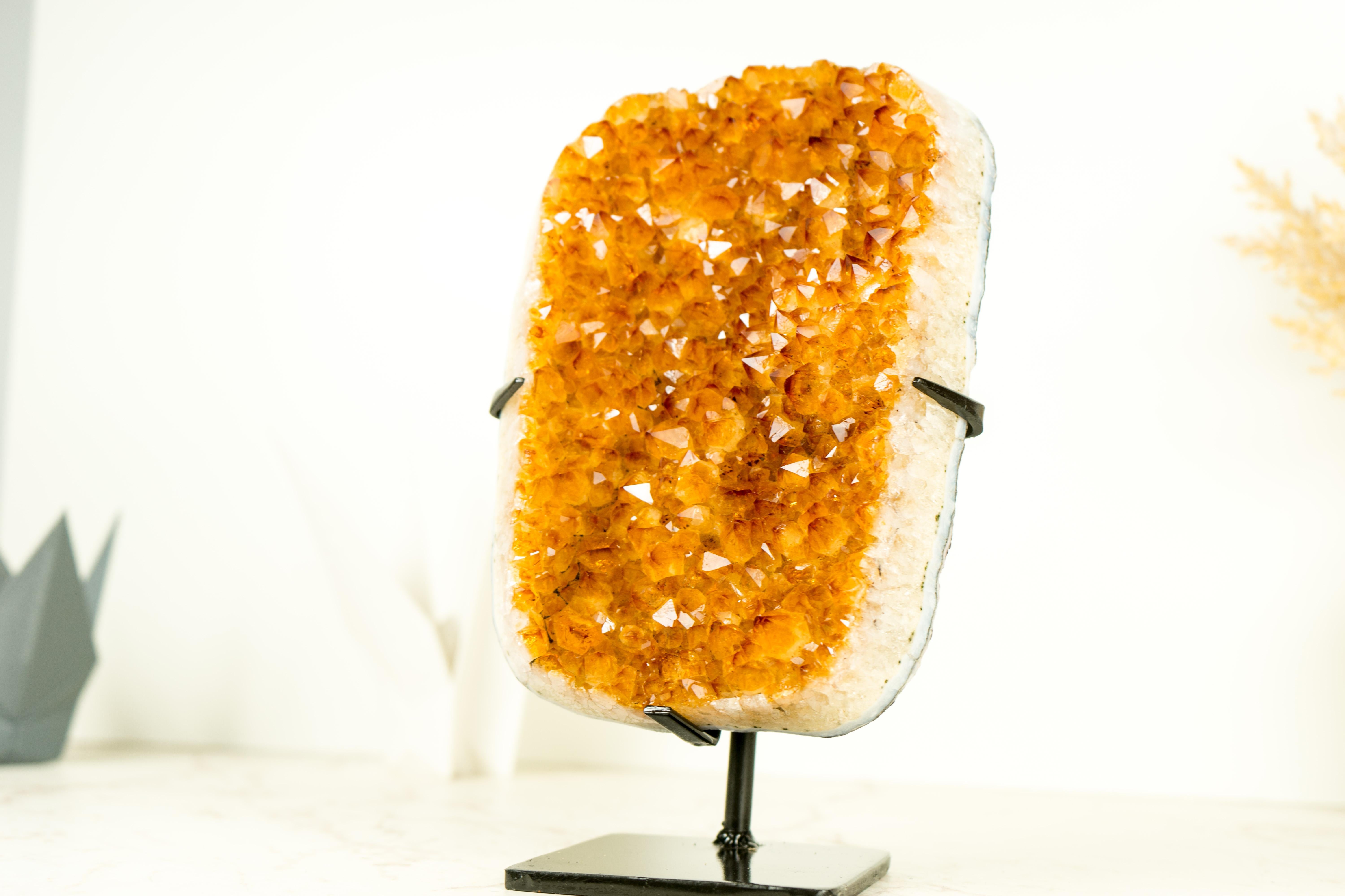 Exceptional Golden Yellow Citrine Cluster with Sparkling Druzy, Crystal Decor For Sale 3