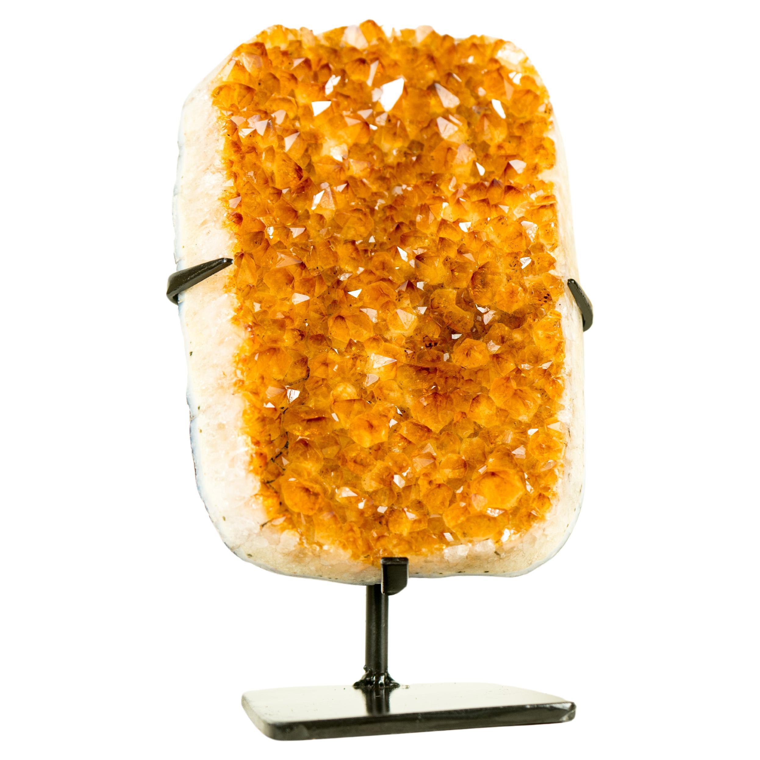 Exceptional Golden Yellow Citrine Cluster with Sparkling Druzy, Crystal Decor For Sale