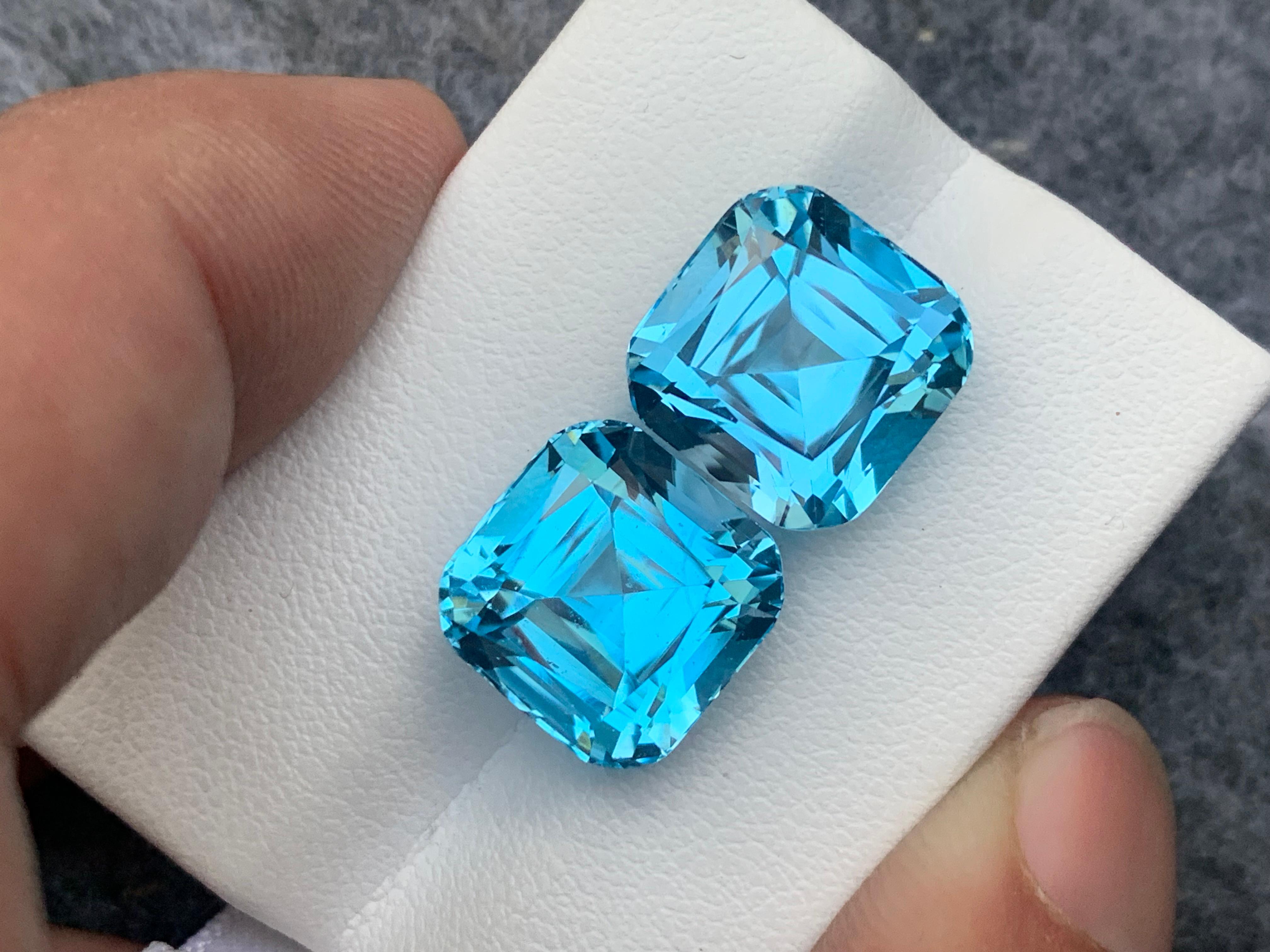 Arts and Crafts Exceptional Gorgeous Loose Sky Blue Topaz Pairs 25.40 Carat For Earrings Jewelry For Sale
