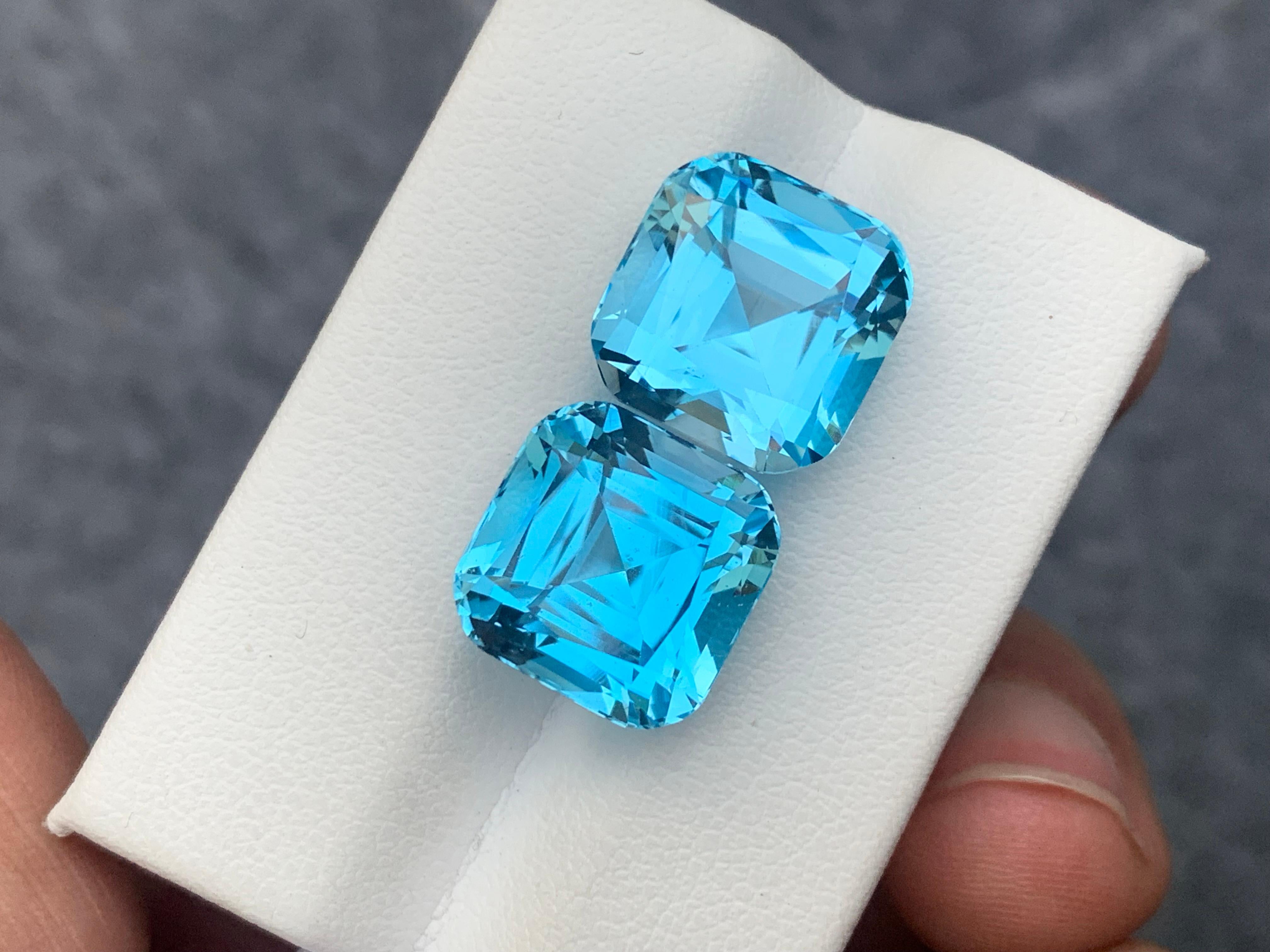 Exceptional Gorgeous Loose Sky Blue Topaz Pairs 25.40 Carat For Earrings Jewelry In New Condition For Sale In Peshawar, PK