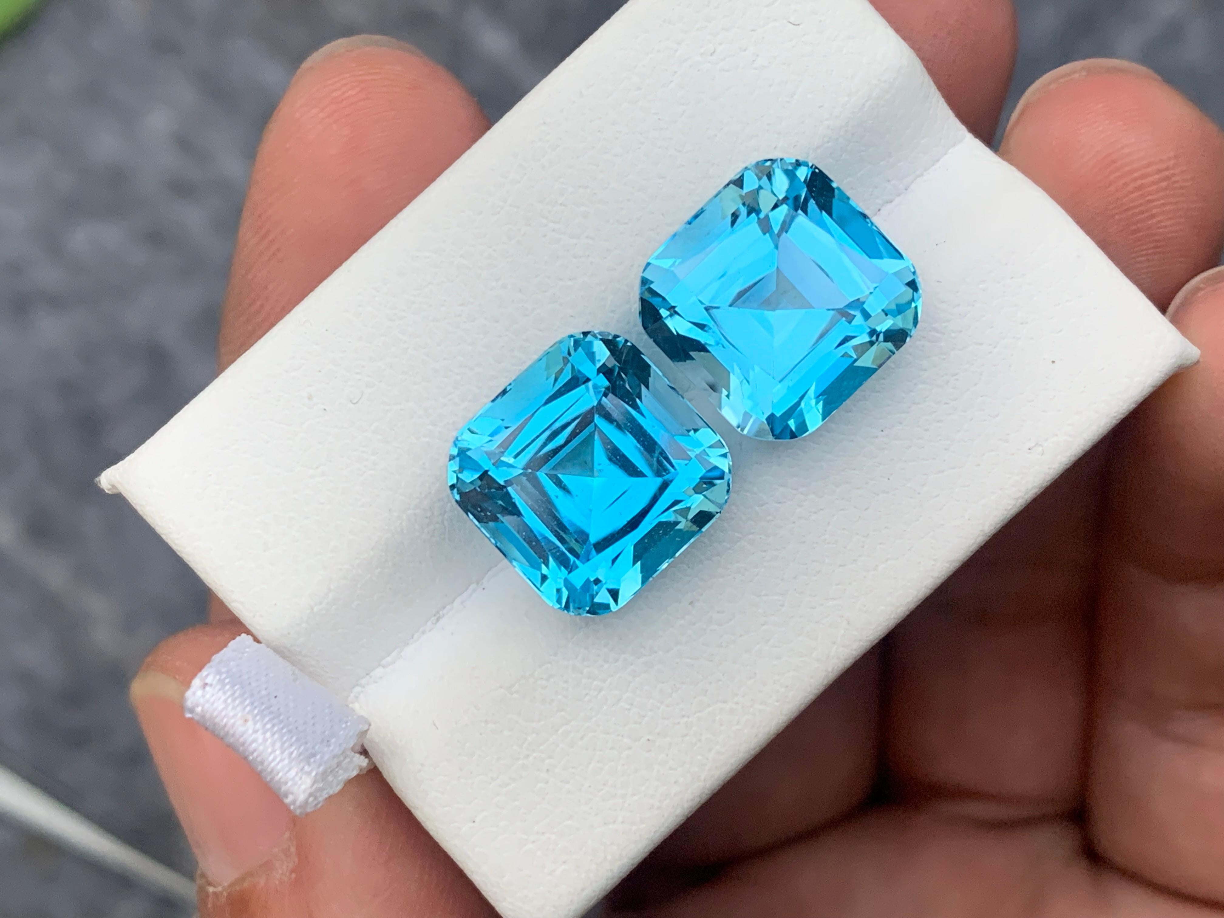 Exceptional Gorgeous Loose Sky Blue Topaz Pairs 25.40 Carat For Earrings Jewelry For Sale 1