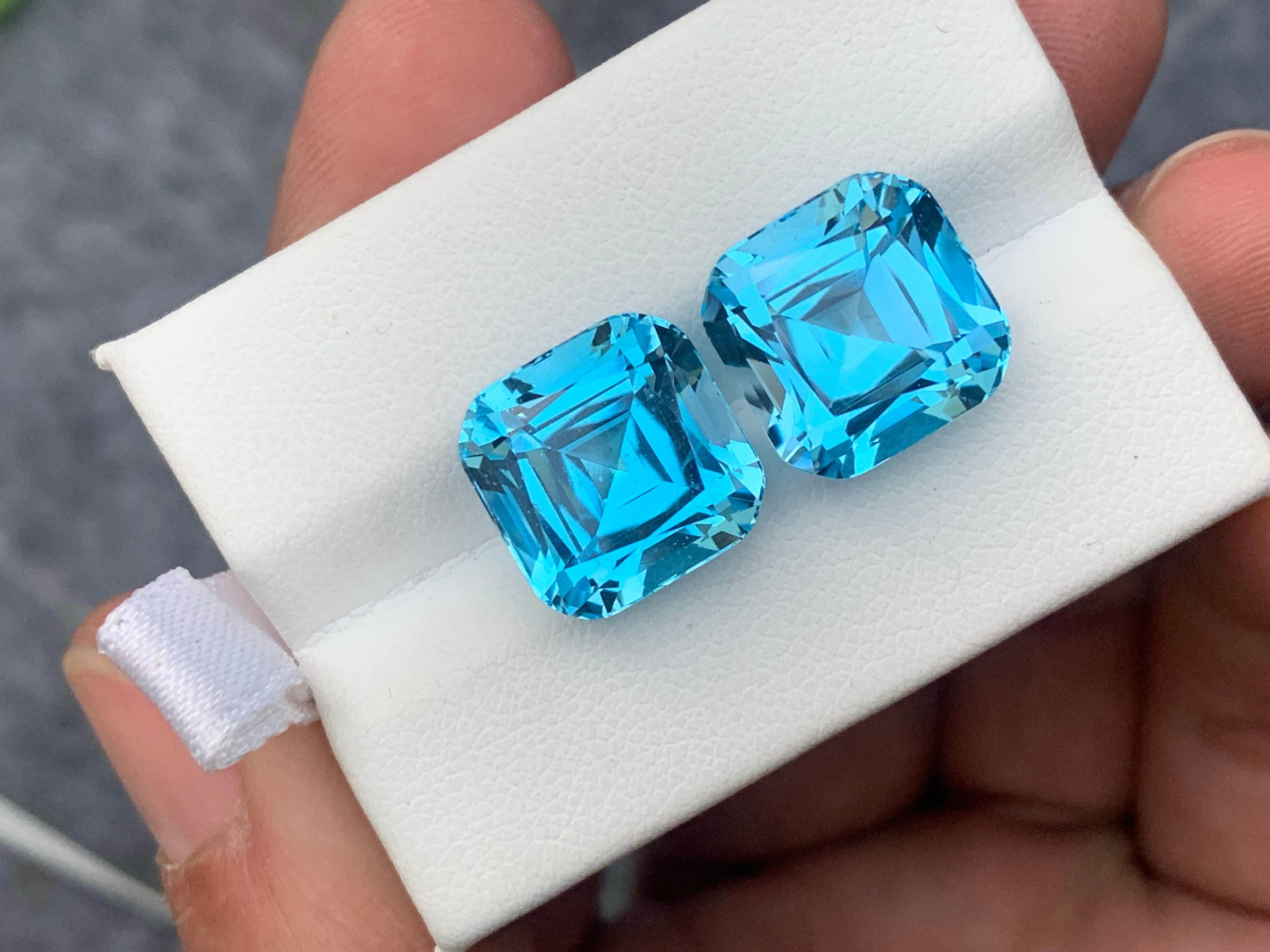 Exceptional Gorgeous Loose Sky Blue Topaz Pairs 25.40 Carat For Earrings Jewelry For Sale 2