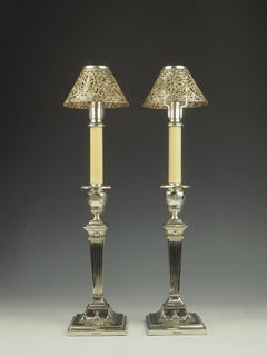Exceptional Gorham and Henry Webster Silver Plate Candle Lamps