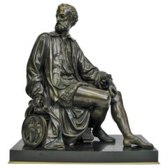 Exceptional Grand Tour Bronze Figure of a Seated Renaissance Sculptor