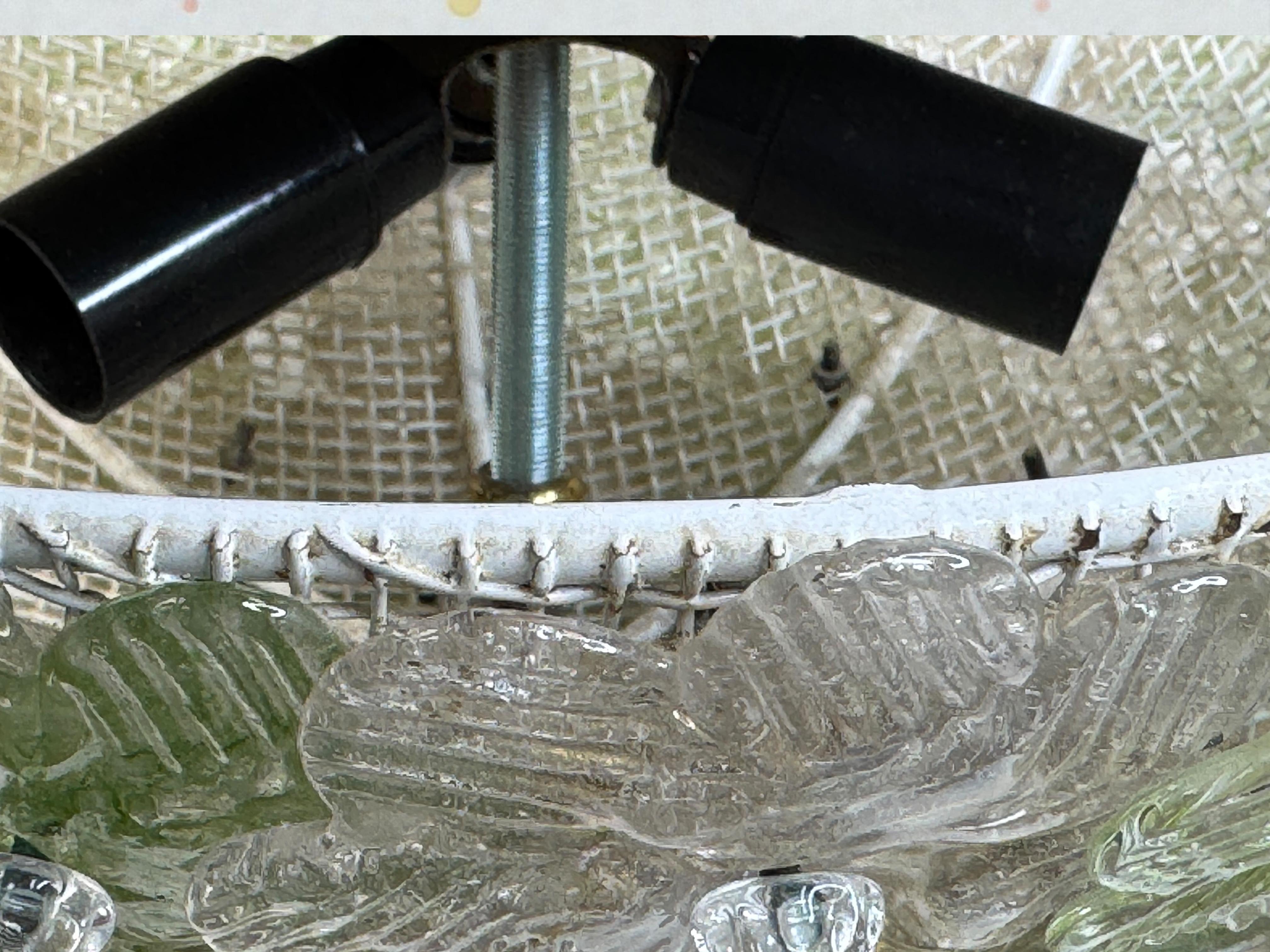 Exceptionnelle lampe affleurante à fleurs vertes et dorées Barovier & Greene Greene, Italie, années 1960 en vente 9