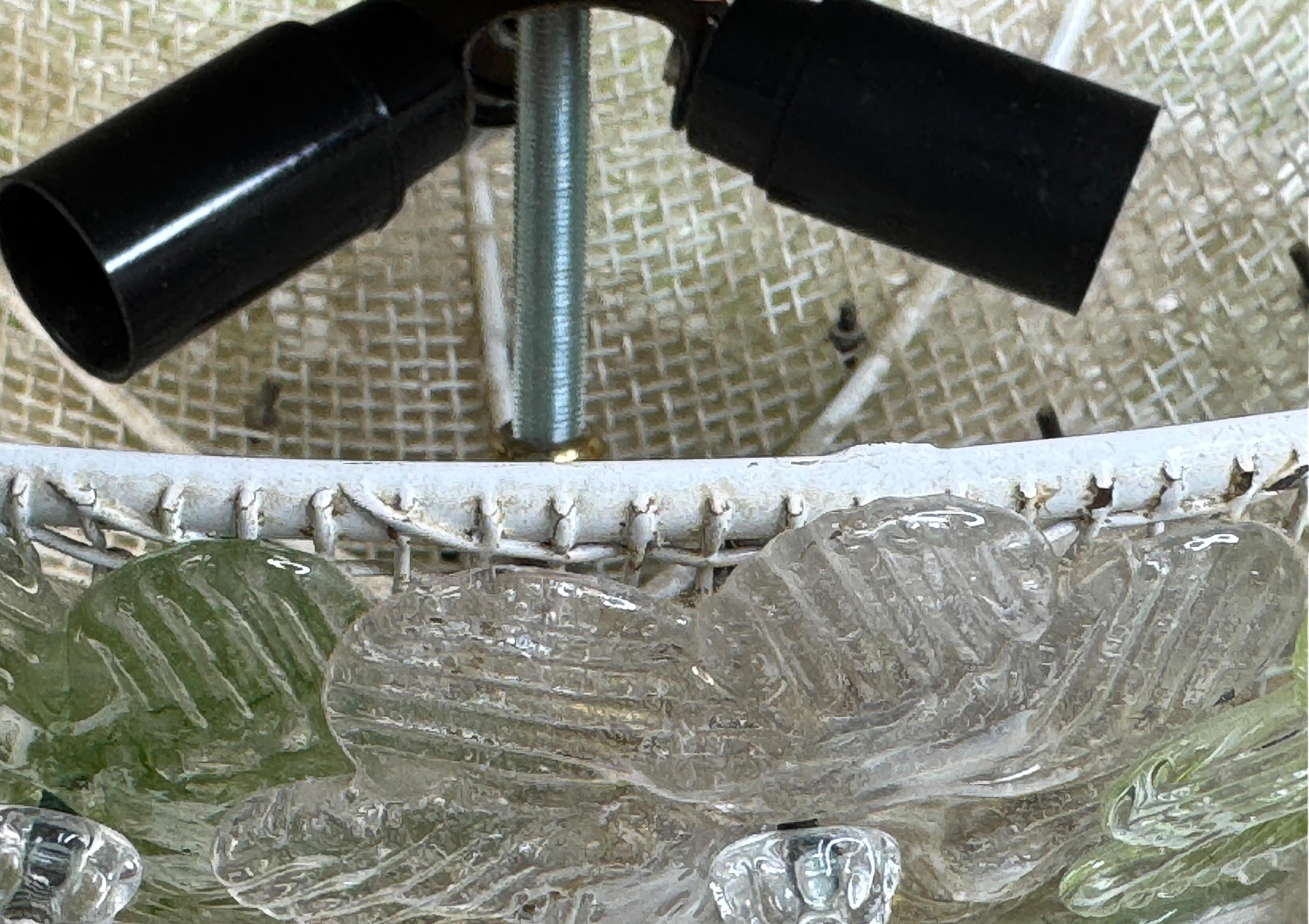 Exceptionnelle lampe affleurante à fleurs vertes et dorées Barovier & Greene Greene, Italie, années 1960 en vente 1