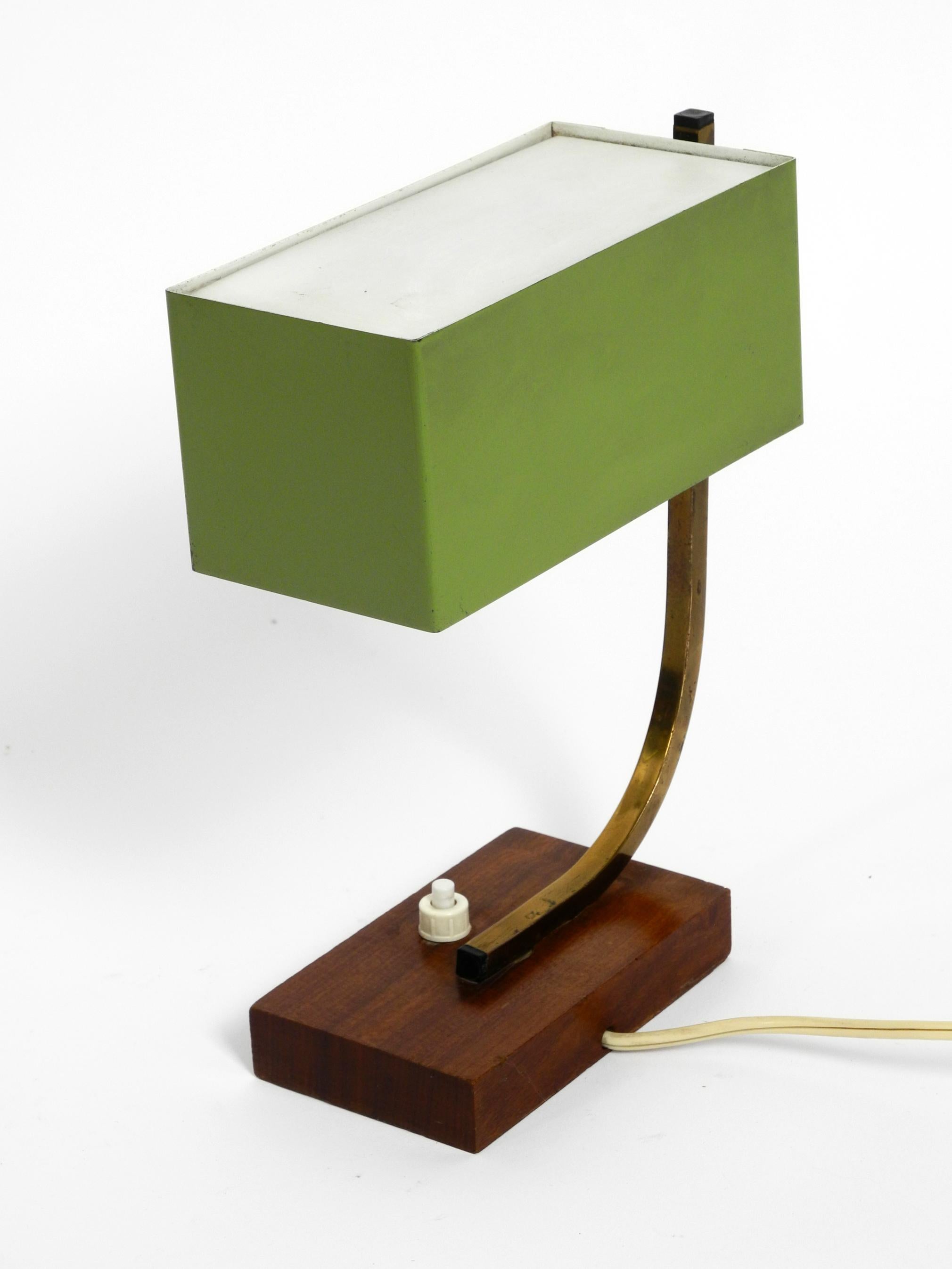 Exceptional Green Italian Mid-Century Modern Metal Bedside Lamp with Wooden Base 10