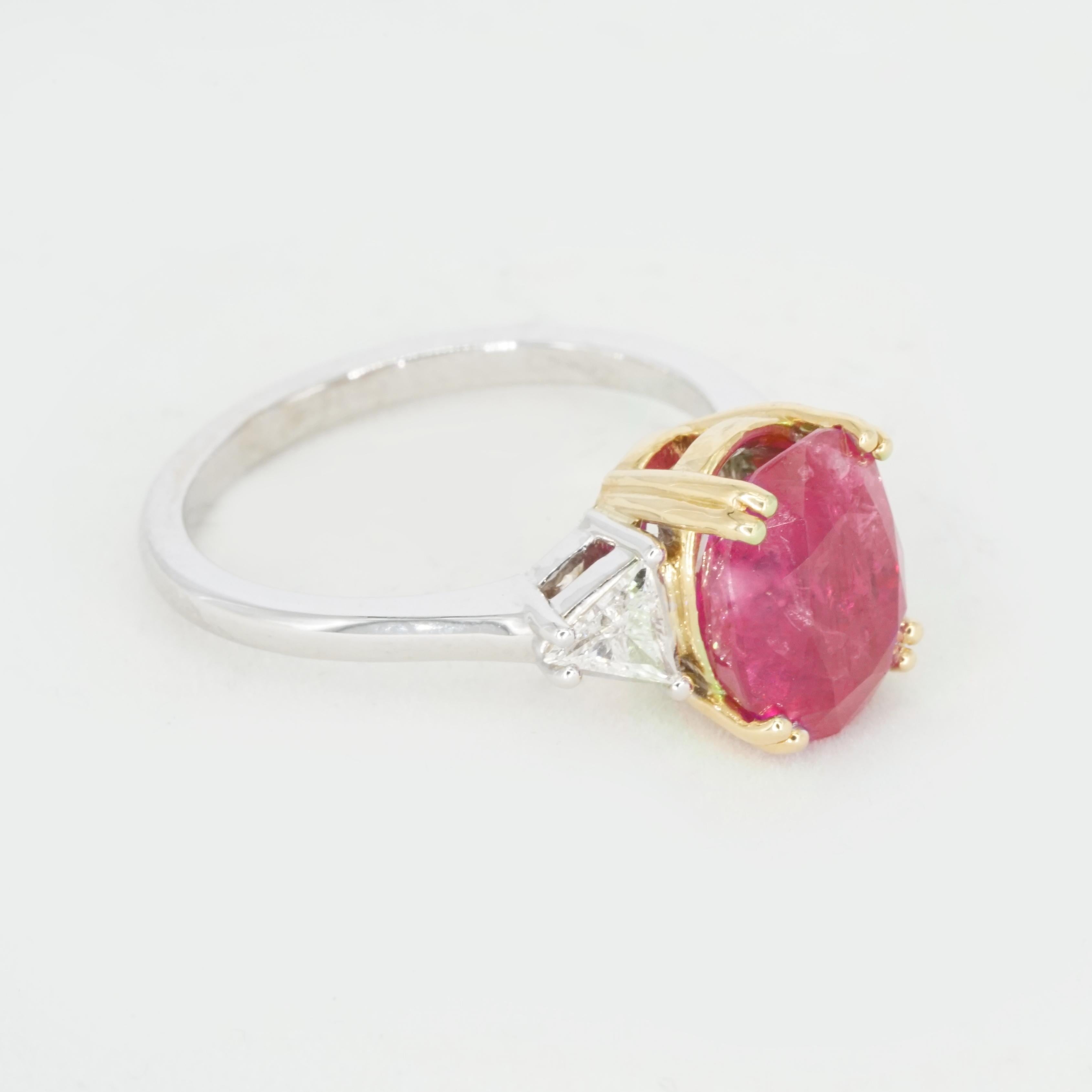Oval Cut EXCEPTIONAL GRS 6 Carat Burmese No Heat Ruby Solitaire Diamond Ring For Sale