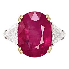 EXCEPCIONAL GRS Anillo de diamantes solitario de rubí birmano sin calor de 6 quilates