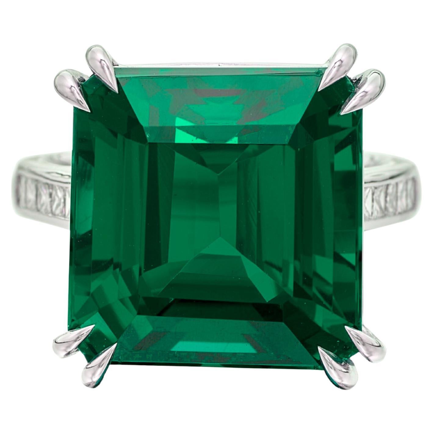 EXCEPTIONAL GRS Certified  20.51 Carat MINOR OIL COLOMBIAN EMERALD RING