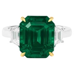 EXCEPTIONAL GRS Certified 4.69 Carat Muzo Colombian VIVID GREEN Emerald Ring