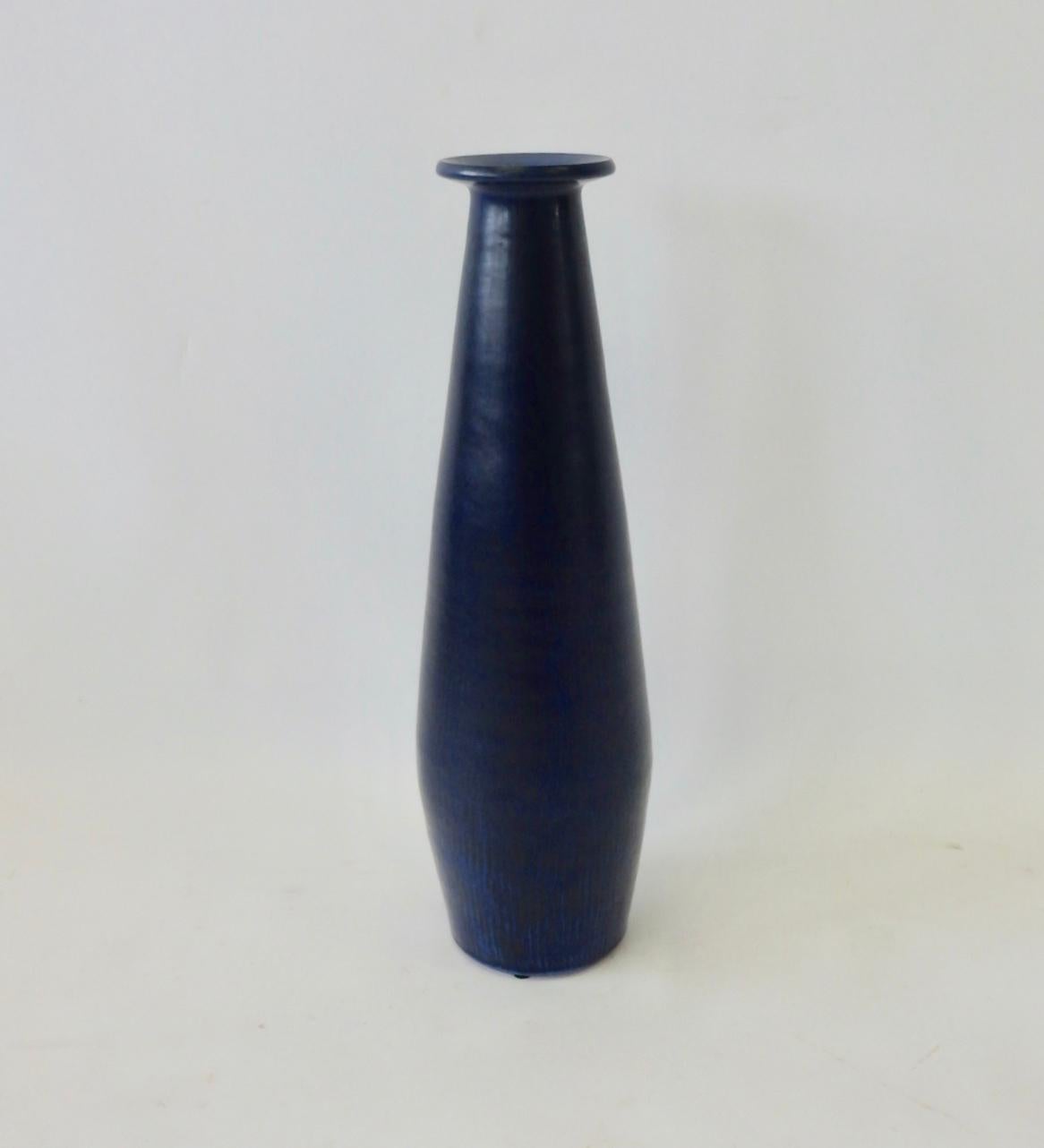 tall navy blue floor vase