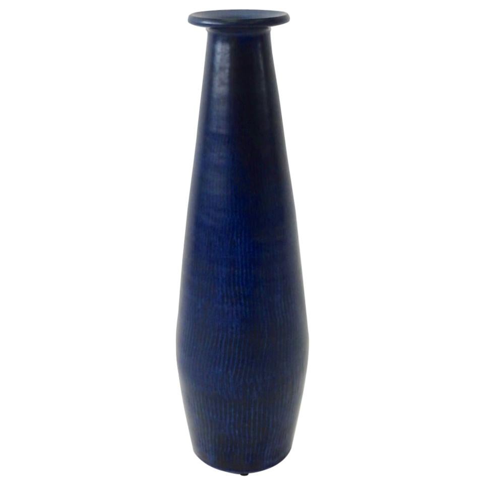 Exceptional Gunnar Nylund for Nymolle Denmark Tall Blue Vase For Sale